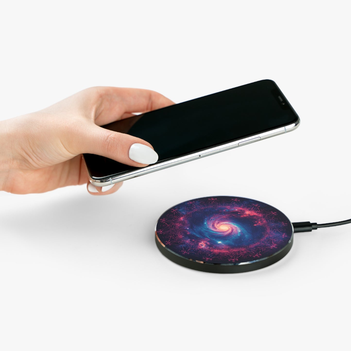 Galaxy-Themed Wireless Charger, Cosmic Phone Pad, Unique Charging Station, Space Decor, Gift for Tech Lovers