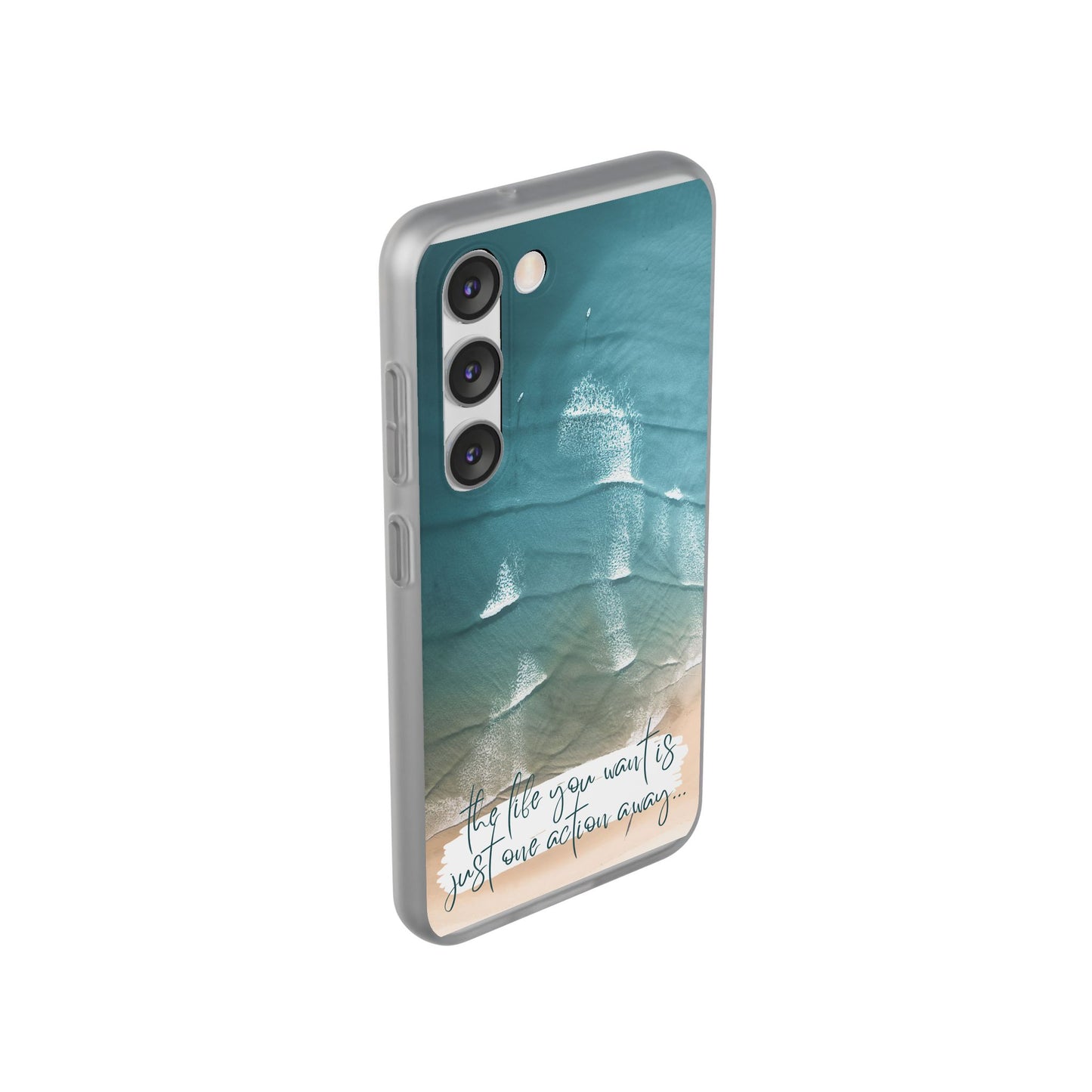 Ocean Waves Inspirational Phone Case, Beach Flexi Case, Life Quote Accessory, Coastal Decor, Gift