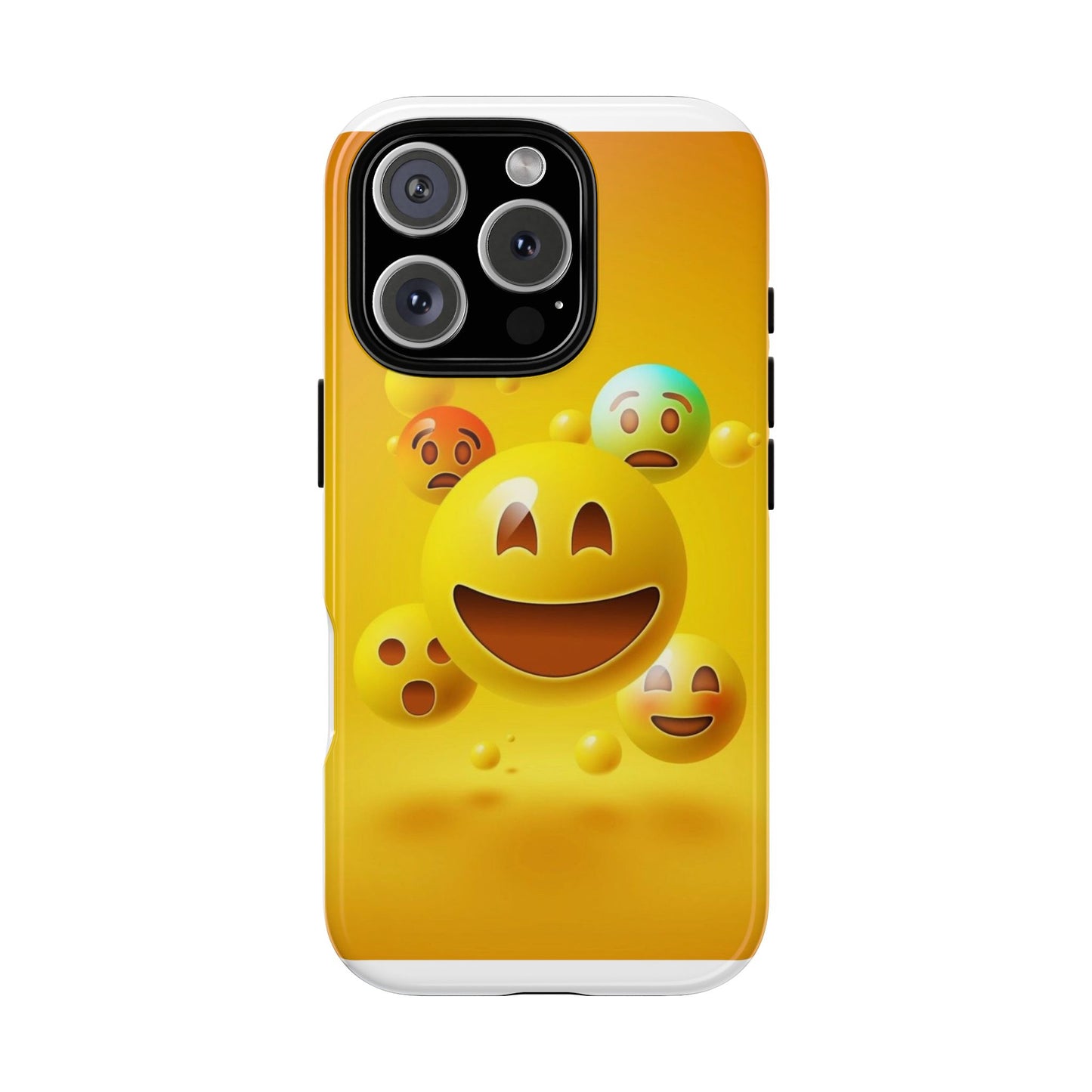Smiley Face Phone Case, Fun Emoji Phone Cover, Durable Tough Case, Gift for Friends, Bright Yellow Accessory