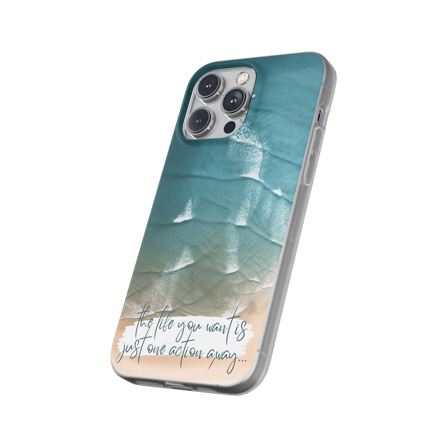 Ocean Waves Inspirational Phone Case, Beach Flexi Case, Life Quote Accessory, Coastal Decor, Gift