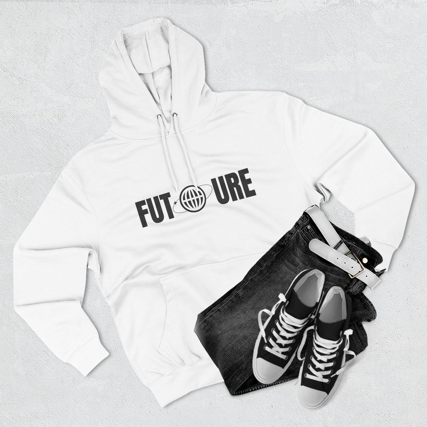 Futuristic Three-Panel Fleece Hoodie, Cozy Fashion, Streetwear Style, Gift for Trendsetters, Everyday Comfort
