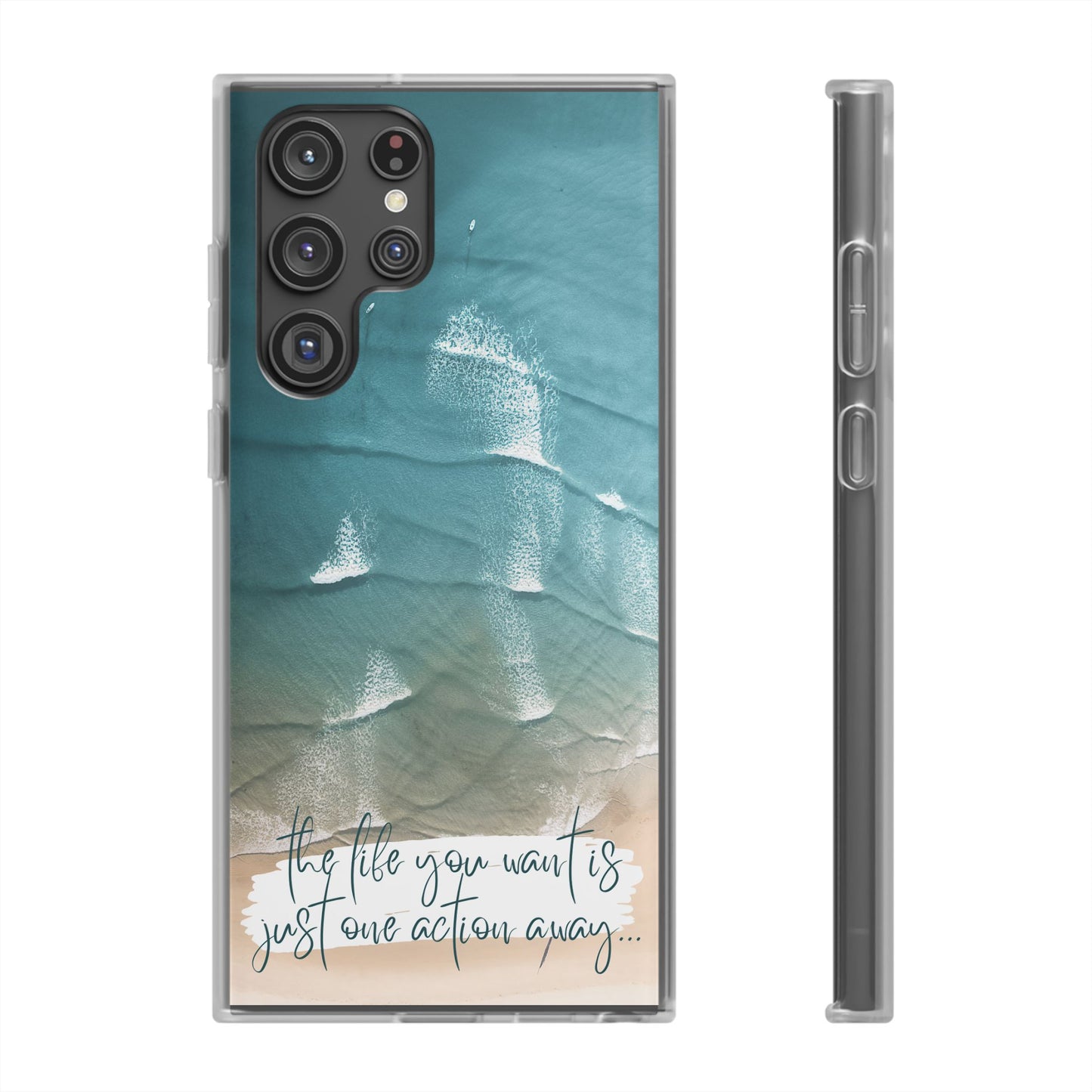 Ocean Waves Inspirational Phone Case, Beach Flexi Case, Life Quote Accessory, Coastal Decor, Gift