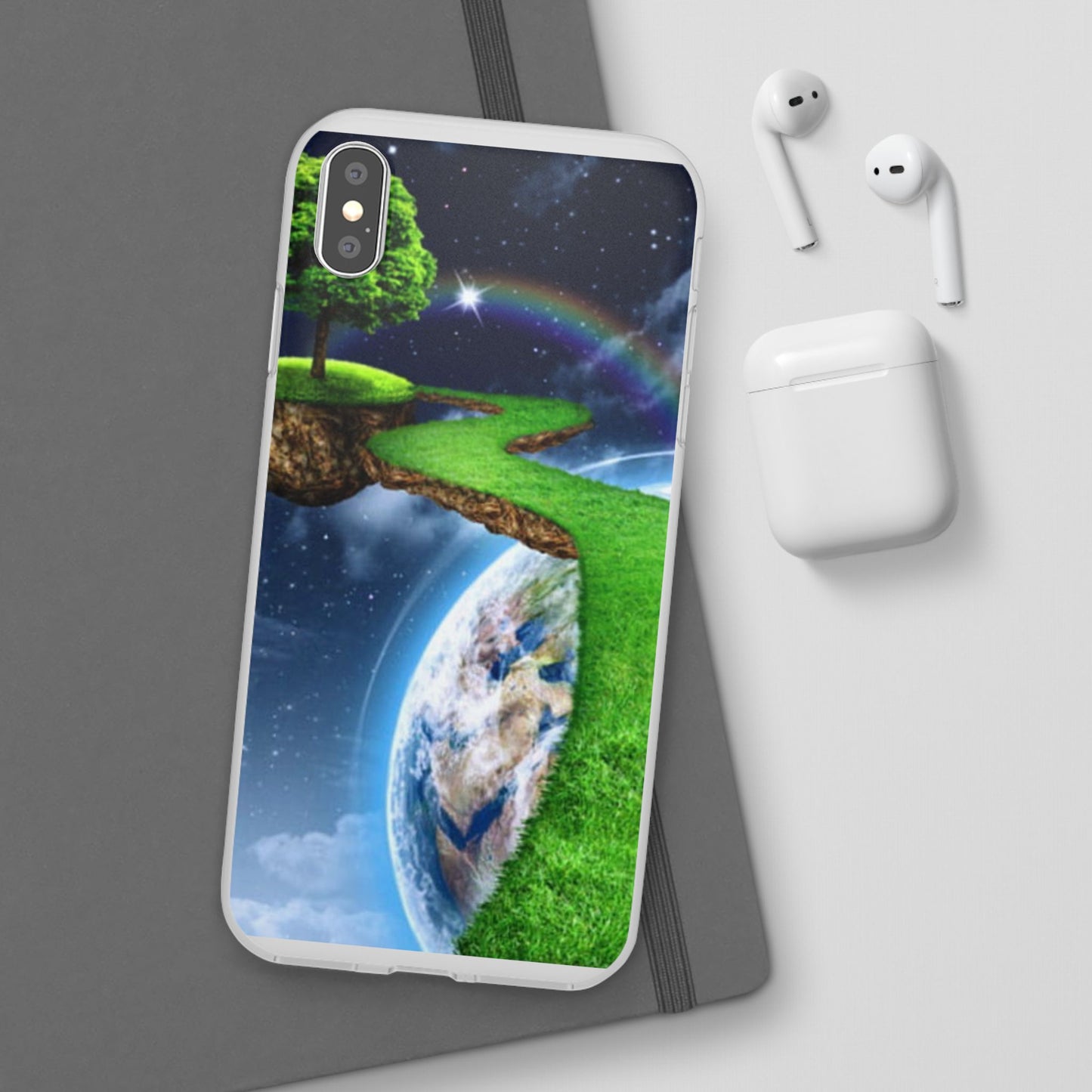 Dreamy Landscape Phone Case, Eco-Friendly Cell Phone Cover, Nature Inspired Gift, Aesthetic Mobile Case, Vibrant Rainbow Design