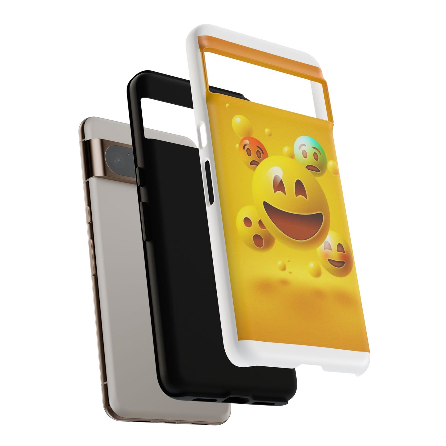 Smiley Face Phone Case, Fun Emoji Phone Cover, Durable Tough Case, Gift for Friends, Bright Yellow Accessory