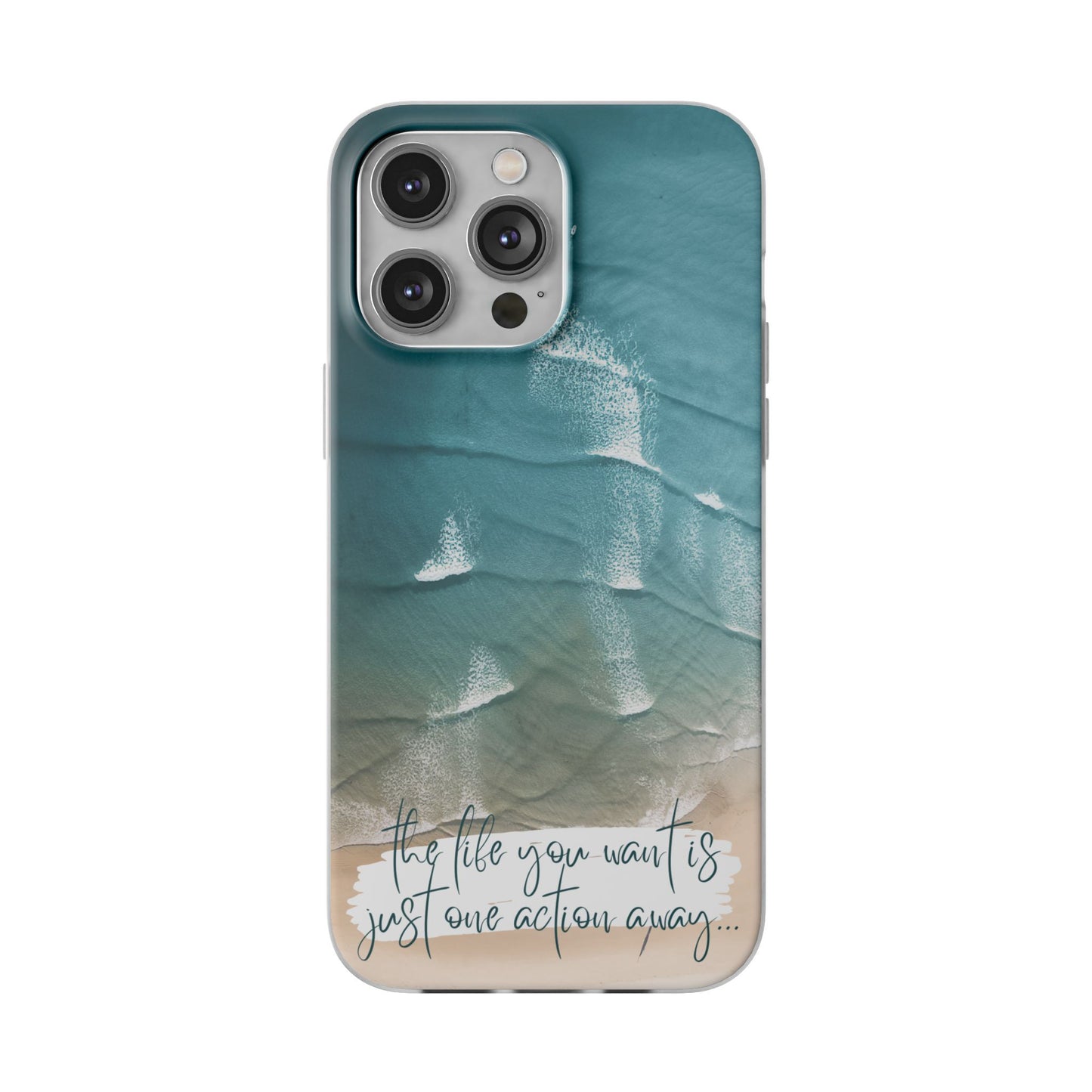 Ocean Waves Inspirational Phone Case, Beach Flexi Case, Life Quote Accessory, Coastal Decor, Gift