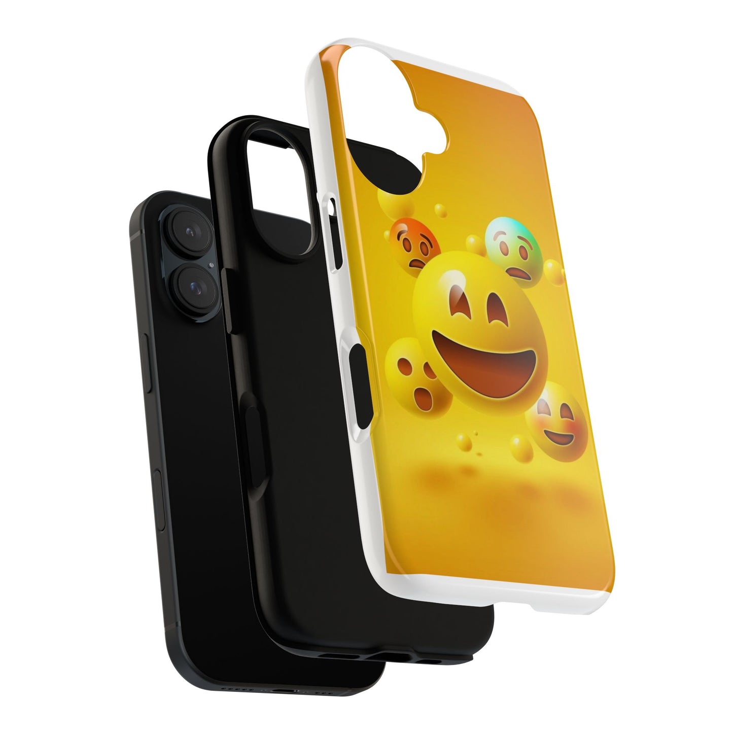 Smiley Face Phone Case, Fun Emoji Phone Cover, Durable Tough Case, Gift for Friends, Bright Yellow Accessory
