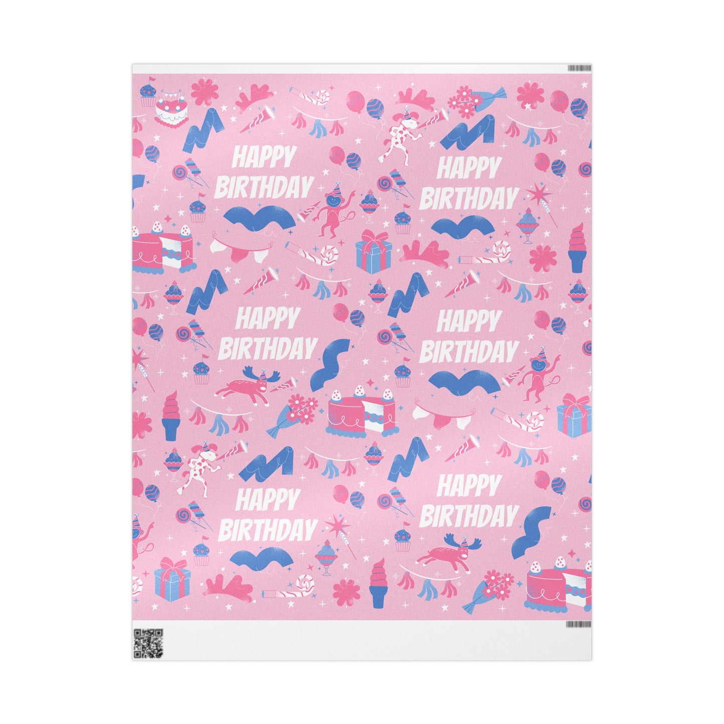 Birthday Colorful Wrapping Paper Roll for Any Occasion, Gift Wrap, Pink Party Wrap, Birthday, Baby Shower, Holidays, Scrapbooking