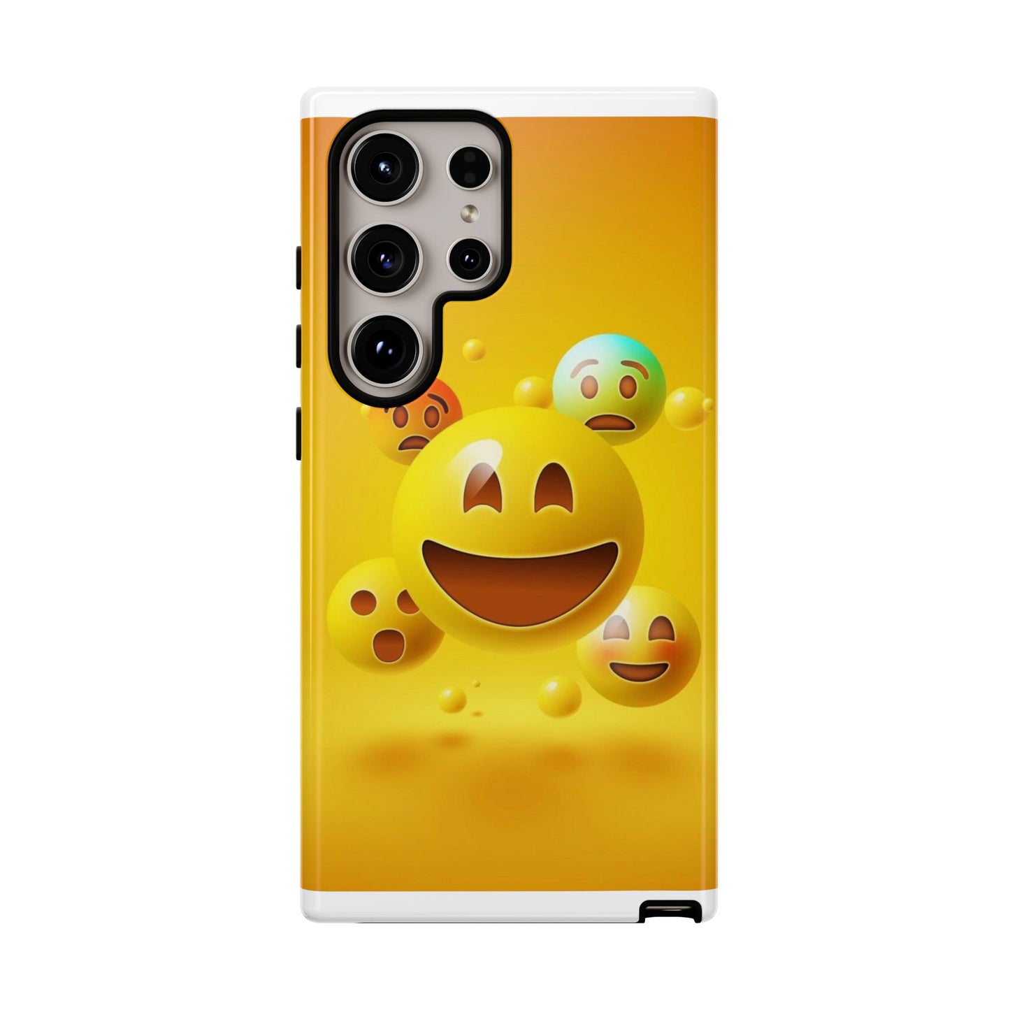 Smiley Face Phone Case, Fun Emoji Phone Cover, Durable Tough Case, Gift for Friends, Bright Yellow Accessory