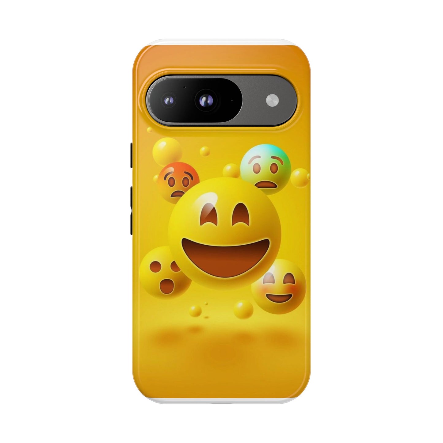 Smiley Face Phone Case, Fun Emoji Phone Cover, Durable Tough Case, Gift for Friends, Bright Yellow Accessory