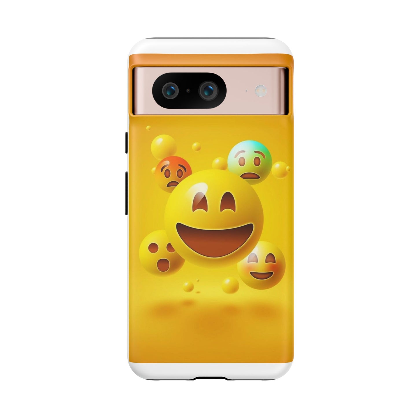 Smiley Face Phone Case, Fun Emoji Phone Cover, Durable Tough Case, Gift for Friends, Bright Yellow Accessory