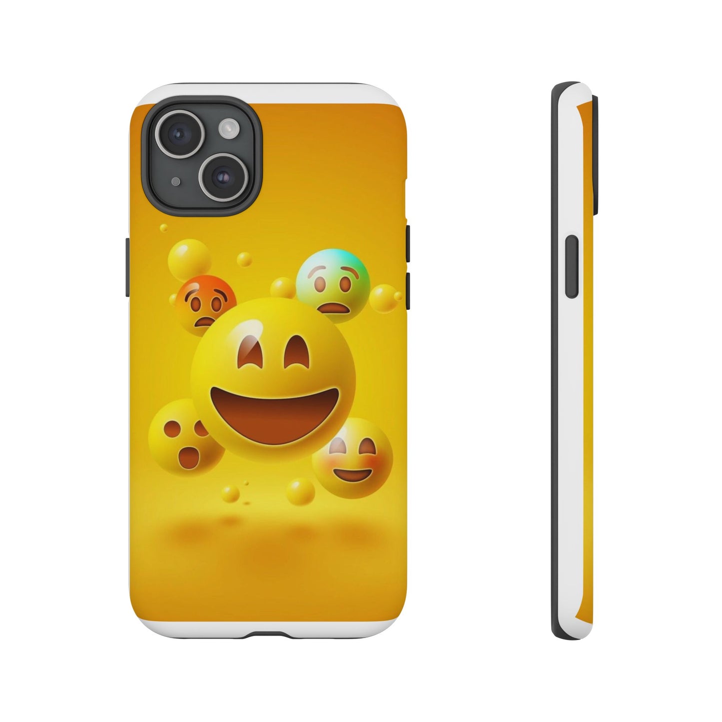 Smiley Face Phone Case, Fun Emoji Phone Cover, Durable Tough Case, Gift for Friends, Bright Yellow Accessory