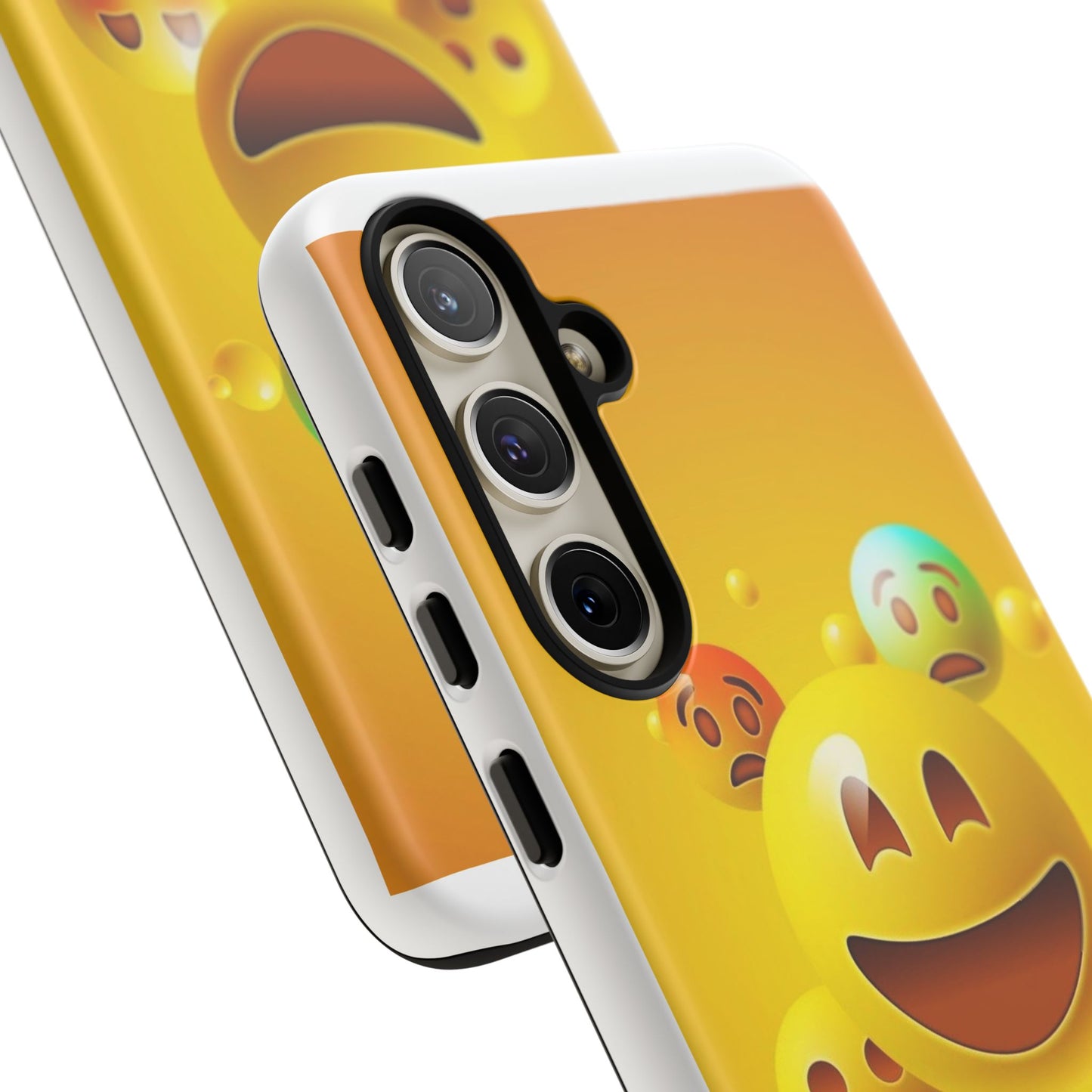 Smiley Face Phone Case, Fun Emoji Phone Cover, Durable Tough Case, Gift for Friends, Bright Yellow Accessory
