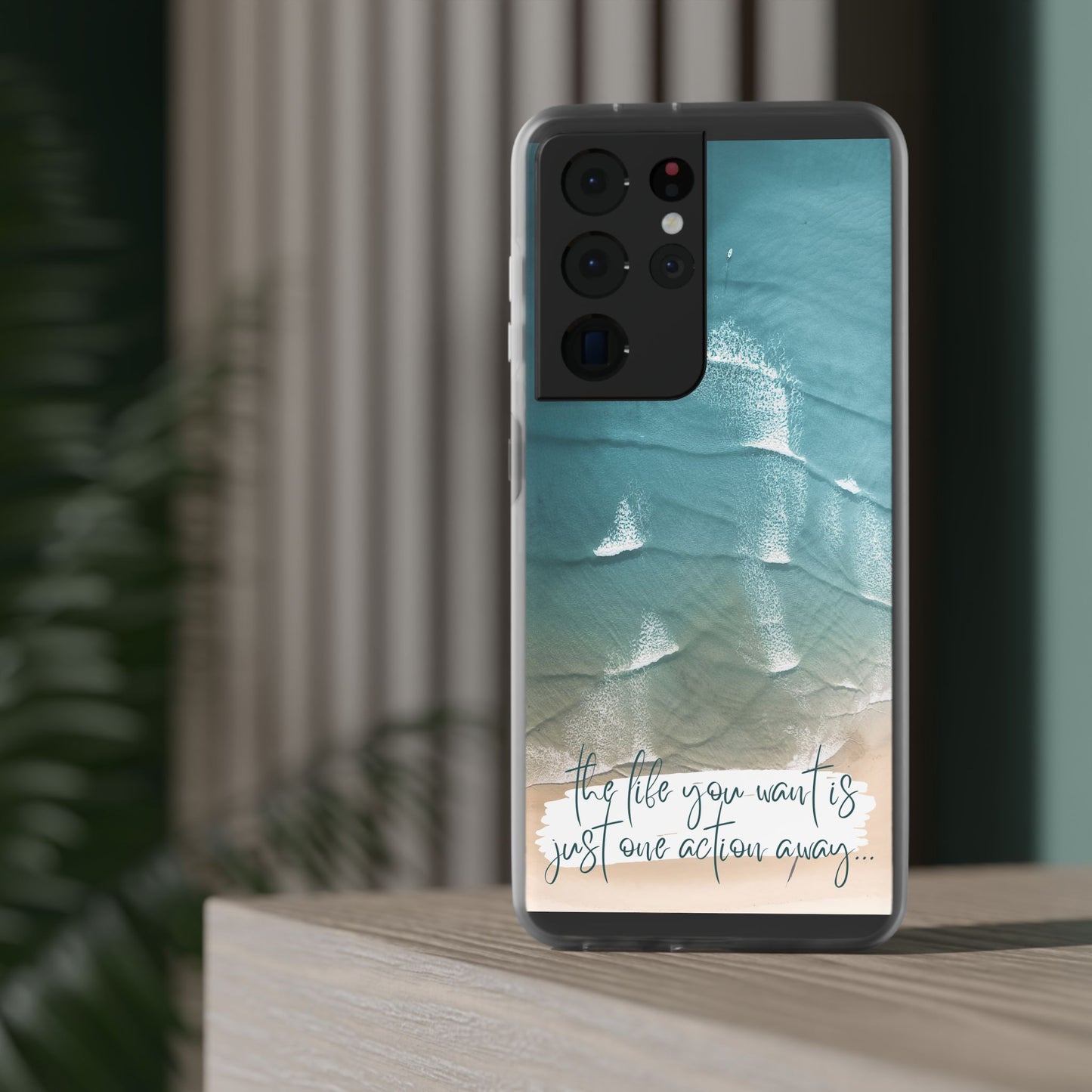 Ocean Waves Inspirational Phone Case, Beach Flexi Case, Life Quote Accessory, Coastal Decor, Gift