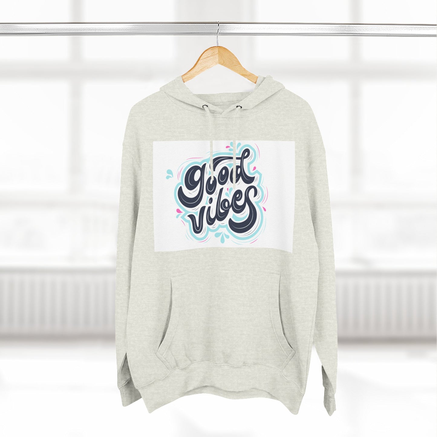 Good Vibes Three-Panel Fleece Hoodie | Cozy Streetwear, Perfect for Casual Outings, Unisex Gift, Inspirational Wear, Everyday Comfort
