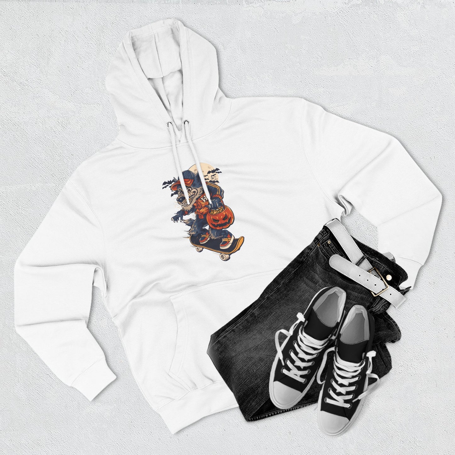 Fleece Hoodie with Halloween Design, Cozy Sweatshirt, Fall Fashion, Gift for Her, Casual Layering