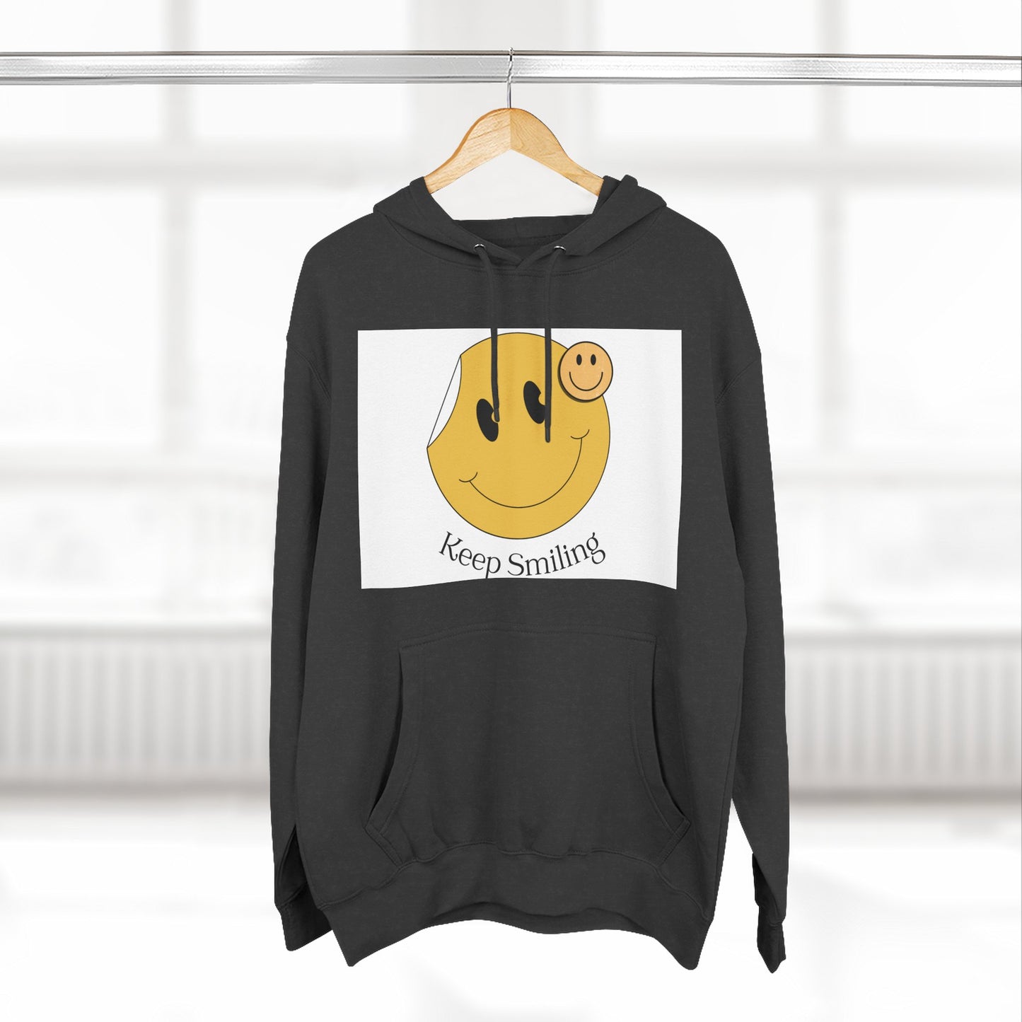 Happy Vibes Fleece Hoodie, Cozy Gift, Keep Smiling Hoodie, Casual Wear, Trendy Sweatshirt, Unisex Fashion