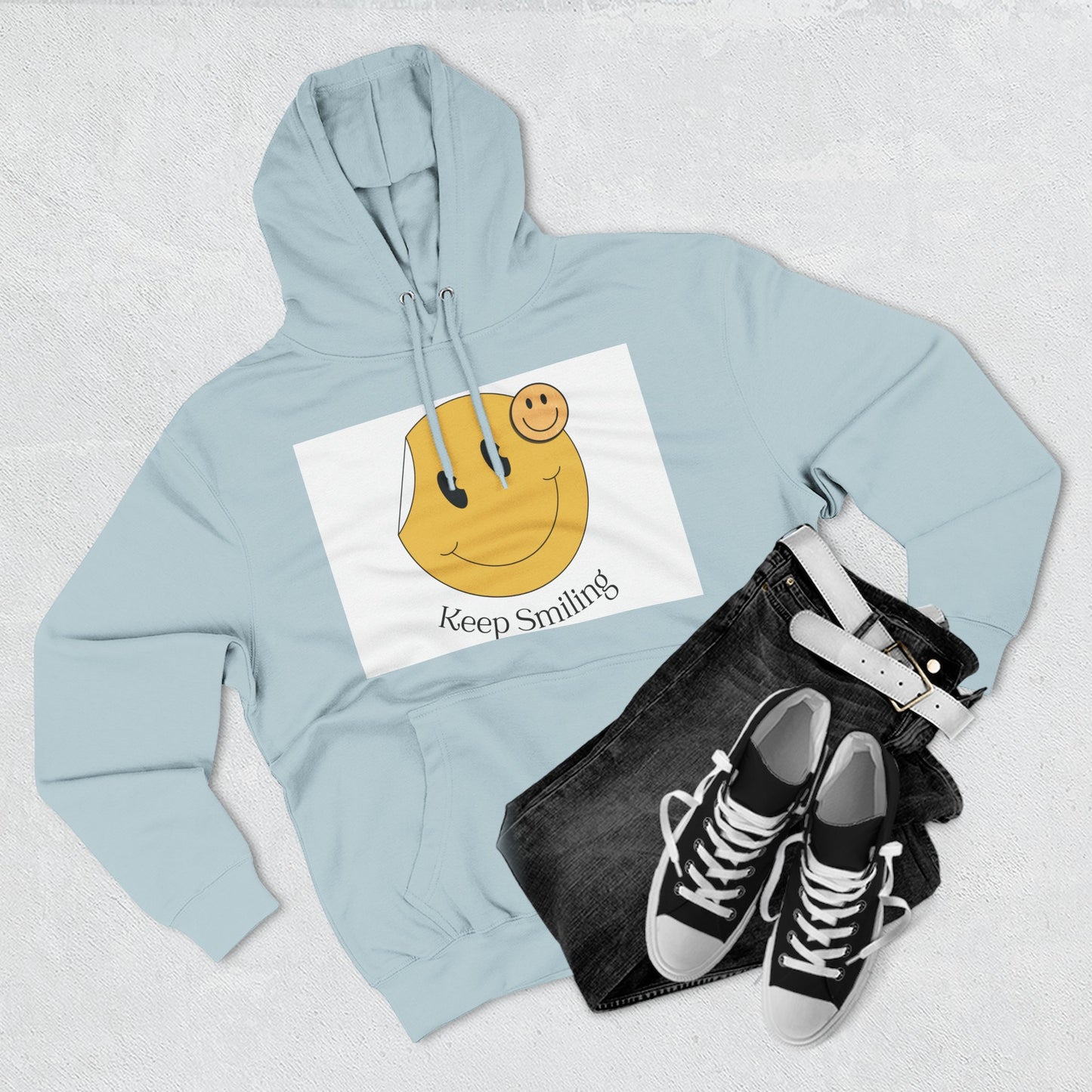 Happy Vibes Fleece Hoodie, Cozy Gift, Keep Smiling Hoodie, Casual Wear, Trendy Sweatshirt, Unisex Fashion