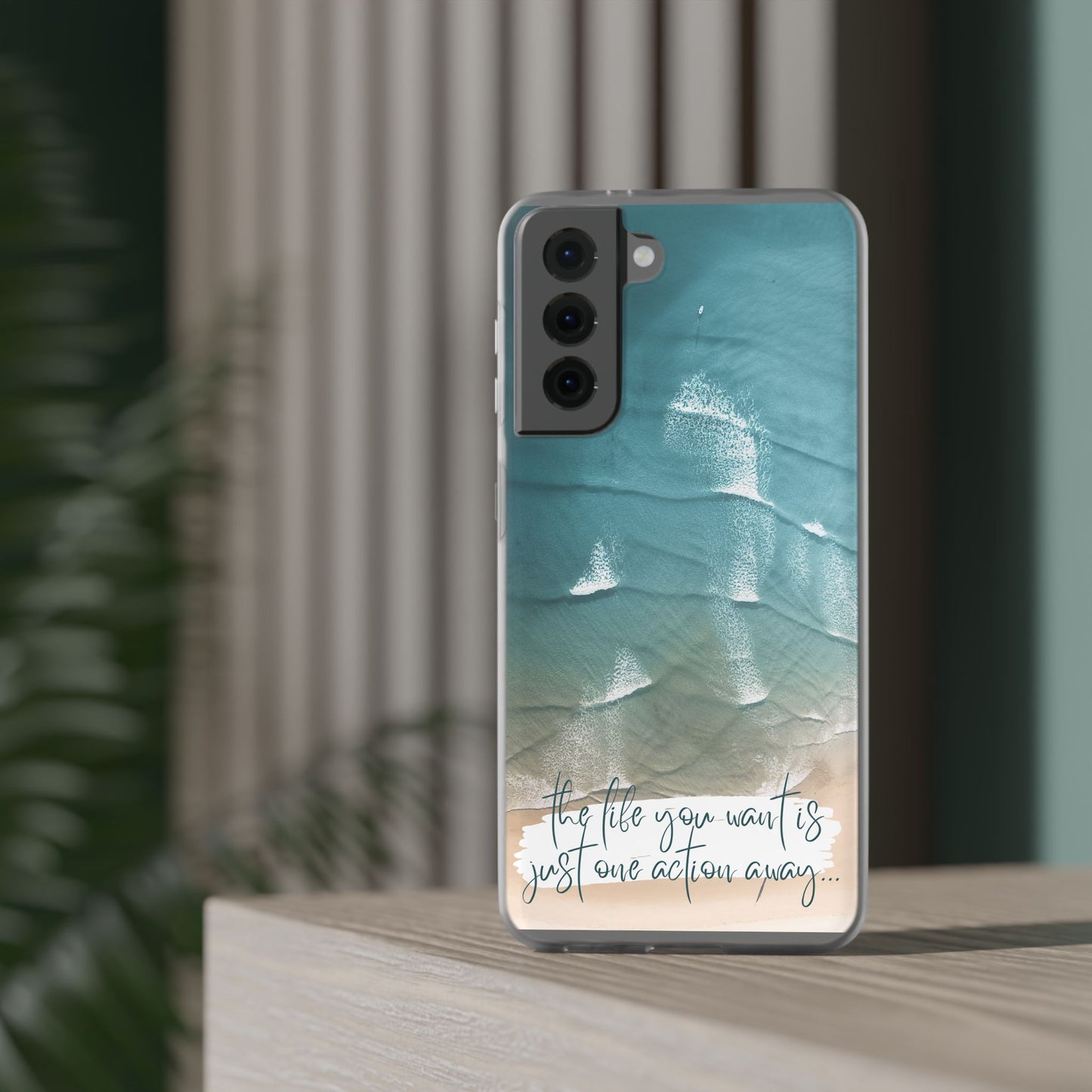 Ocean Waves Inspirational Phone Case, Beach Flexi Case, Life Quote Accessory, Coastal Decor, Gift