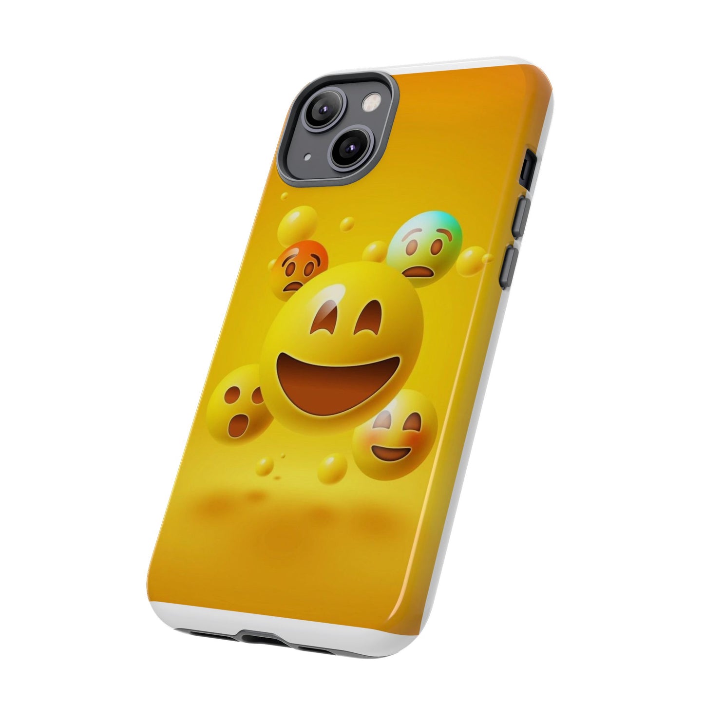 Smiley Face Phone Case, Fun Emoji Phone Cover, Durable Tough Case, Gift for Friends, Bright Yellow Accessory