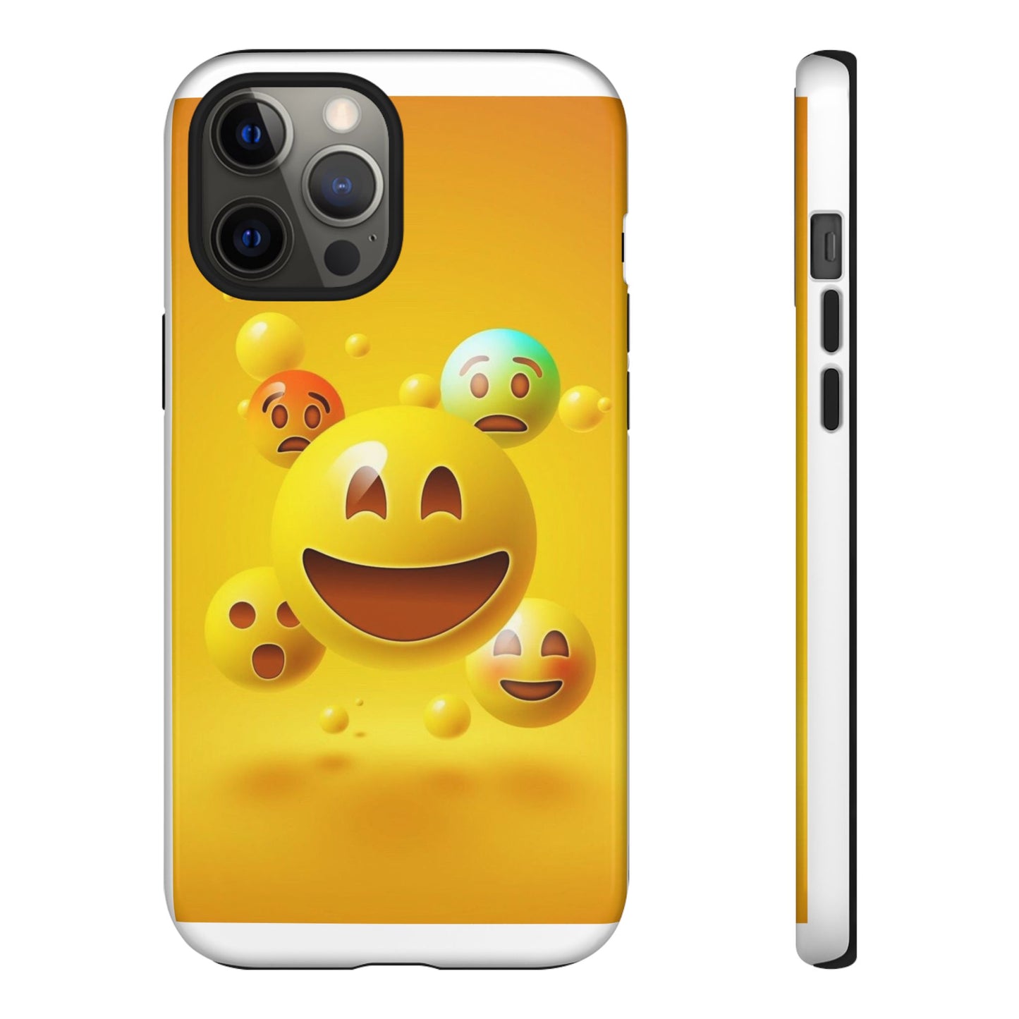 Smiley Face Phone Case, Fun Emoji Phone Cover, Durable Tough Case, Gift for Friends, Bright Yellow Accessory