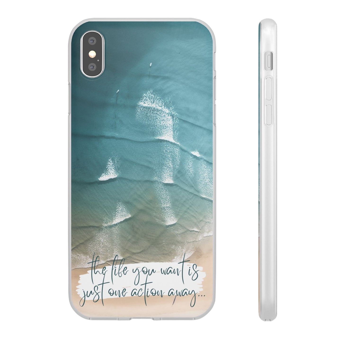 Ocean Waves Inspirational Phone Case, Beach Flexi Case, Life Quote Accessory, Coastal Decor, Gift
