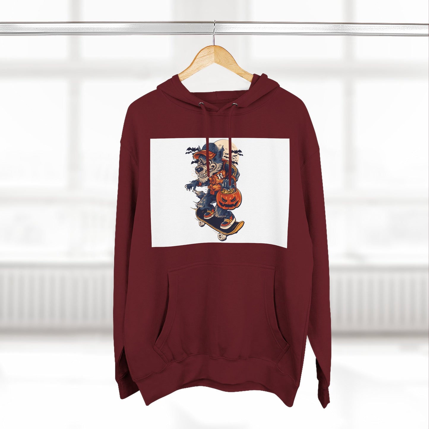 Fleece Hoodie with Halloween Design, Cozy Sweatshirt, Fall Fashion, Gift for Her, Casual Layering