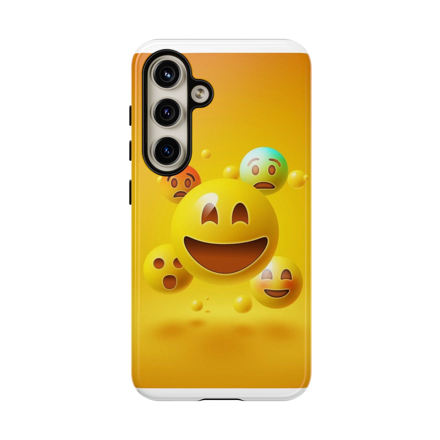Smiley Face Phone Case, Fun Emoji Phone Cover, Durable Tough Case, Gift for Friends, Bright Yellow Accessory