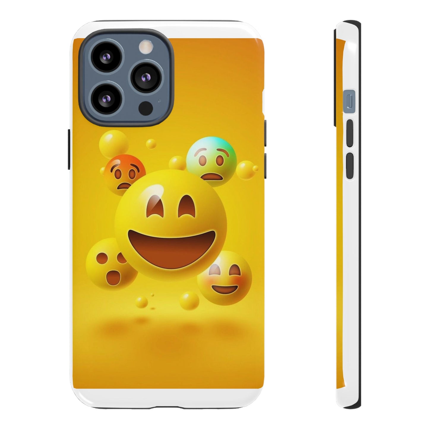 Smiley Face Phone Case, Fun Emoji Phone Cover, Durable Tough Case, Gift for Friends, Bright Yellow Accessory