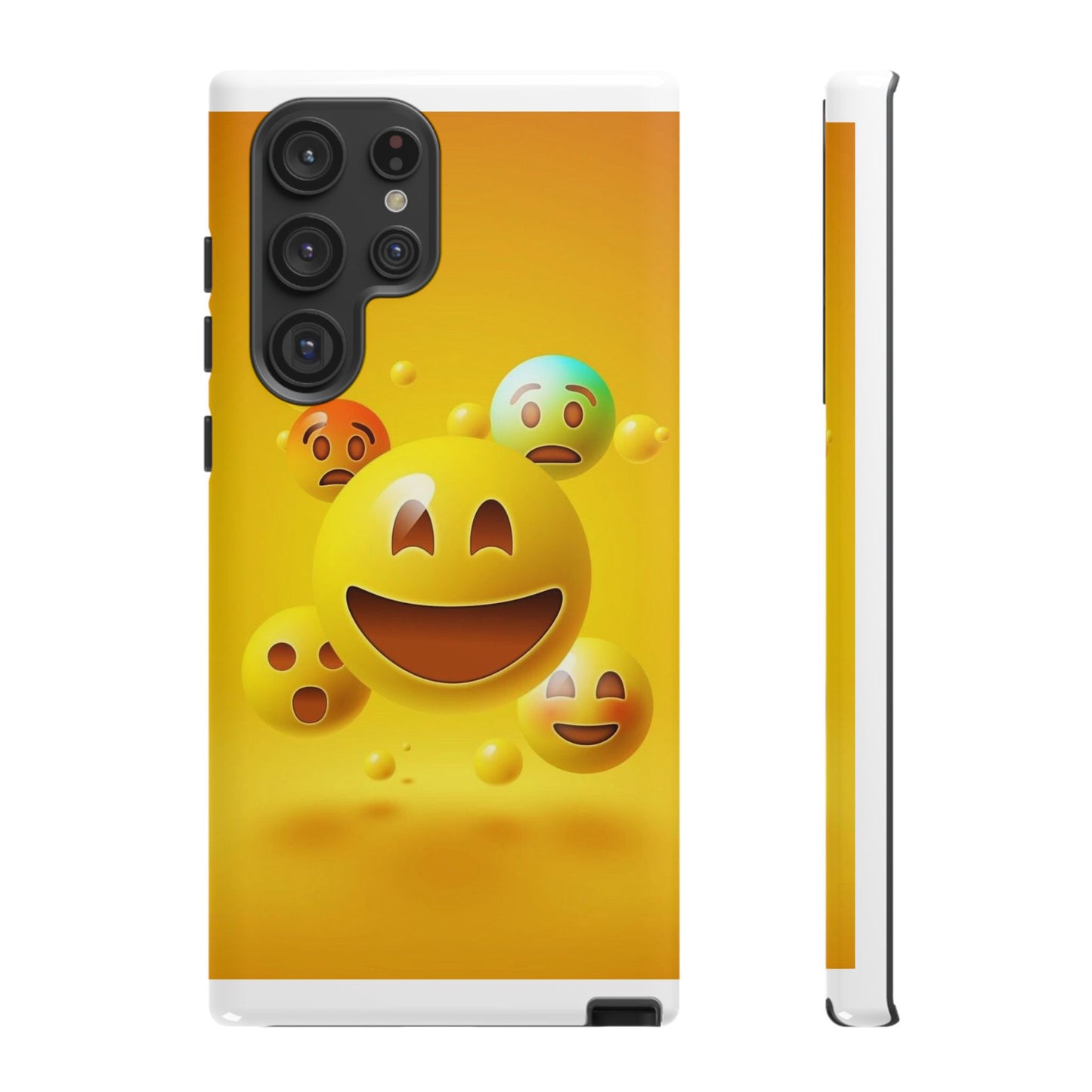 Smiley Face Phone Case, Fun Emoji Phone Cover, Durable Tough Case, Gift for Friends, Bright Yellow Accessory