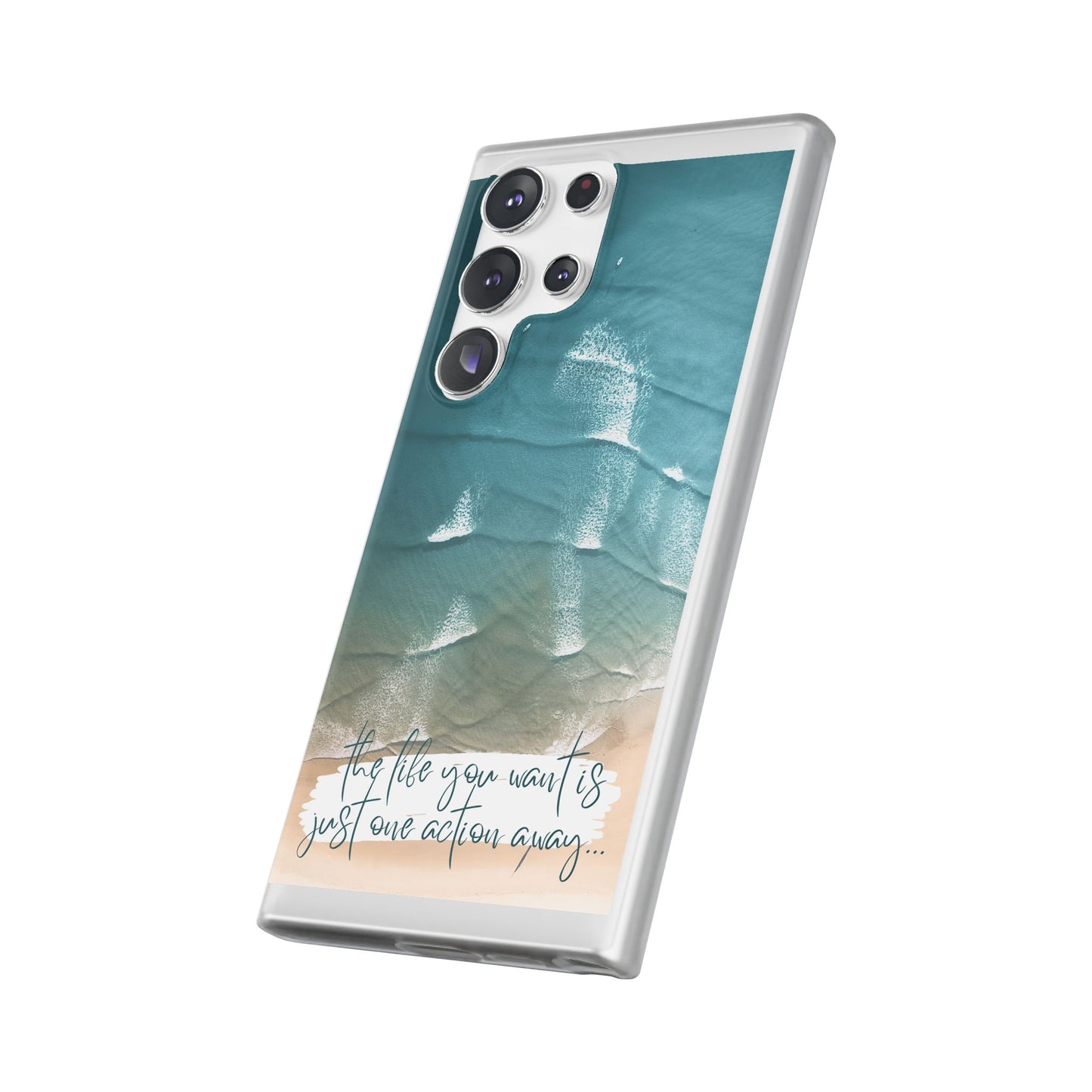 Ocean Waves Inspirational Phone Case, Beach Flexi Case, Life Quote Accessory, Coastal Decor, Gift
