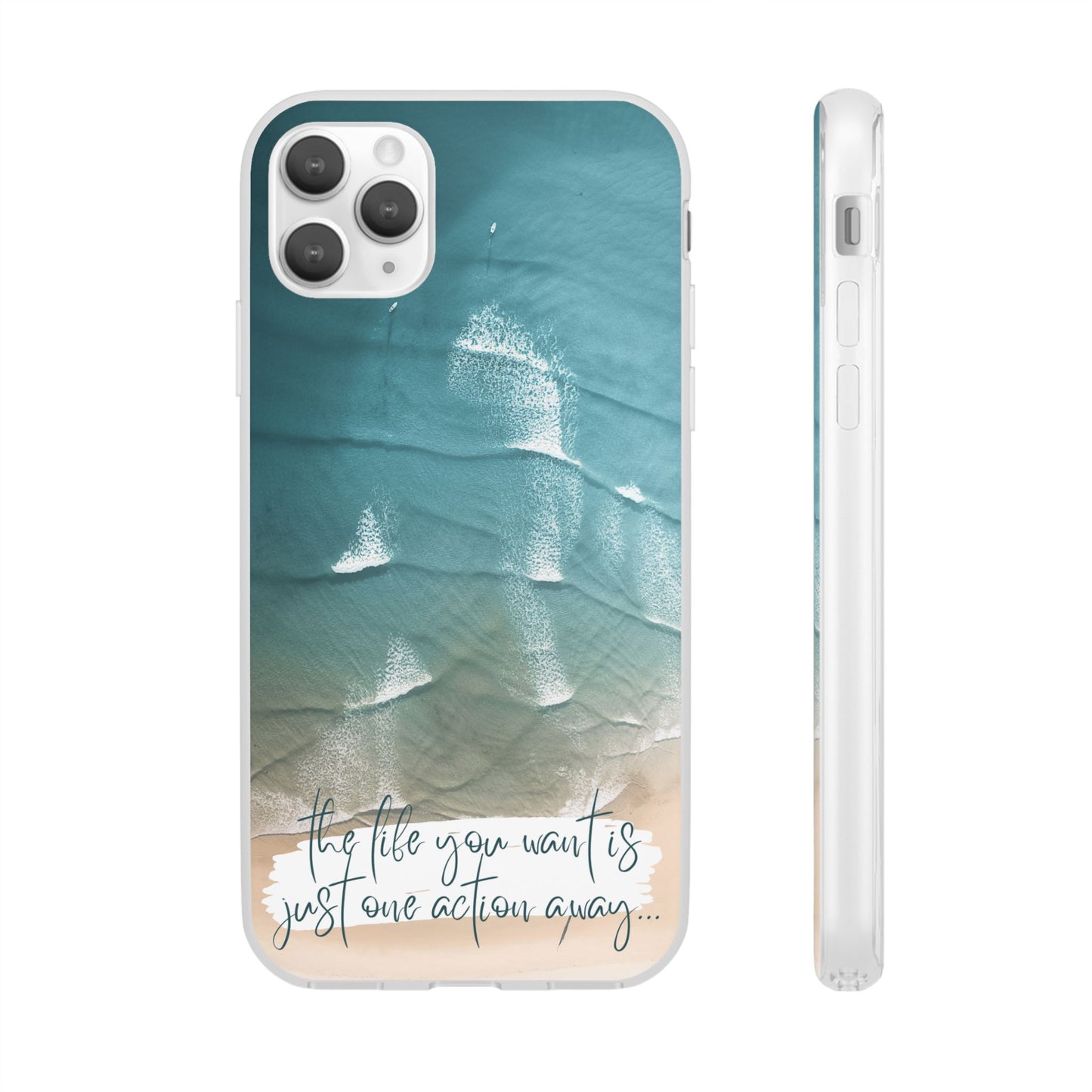 Ocean Waves Inspirational Phone Case, Beach Flexi Case, Life Quote Accessory, Coastal Decor, Gift