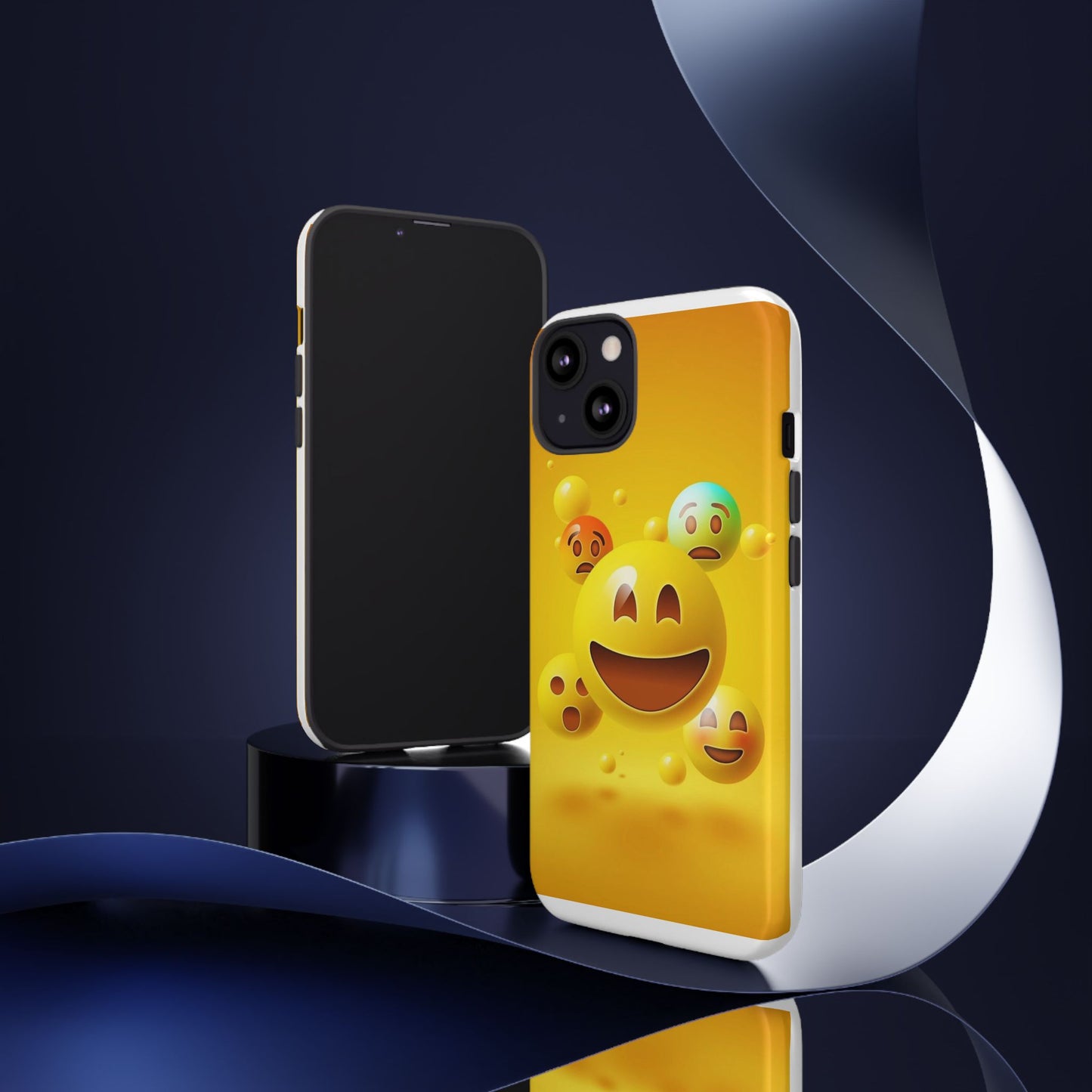 Smiley Face Phone Case, Fun Emoji Phone Cover, Durable Tough Case, Gift for Friends, Bright Yellow Accessory