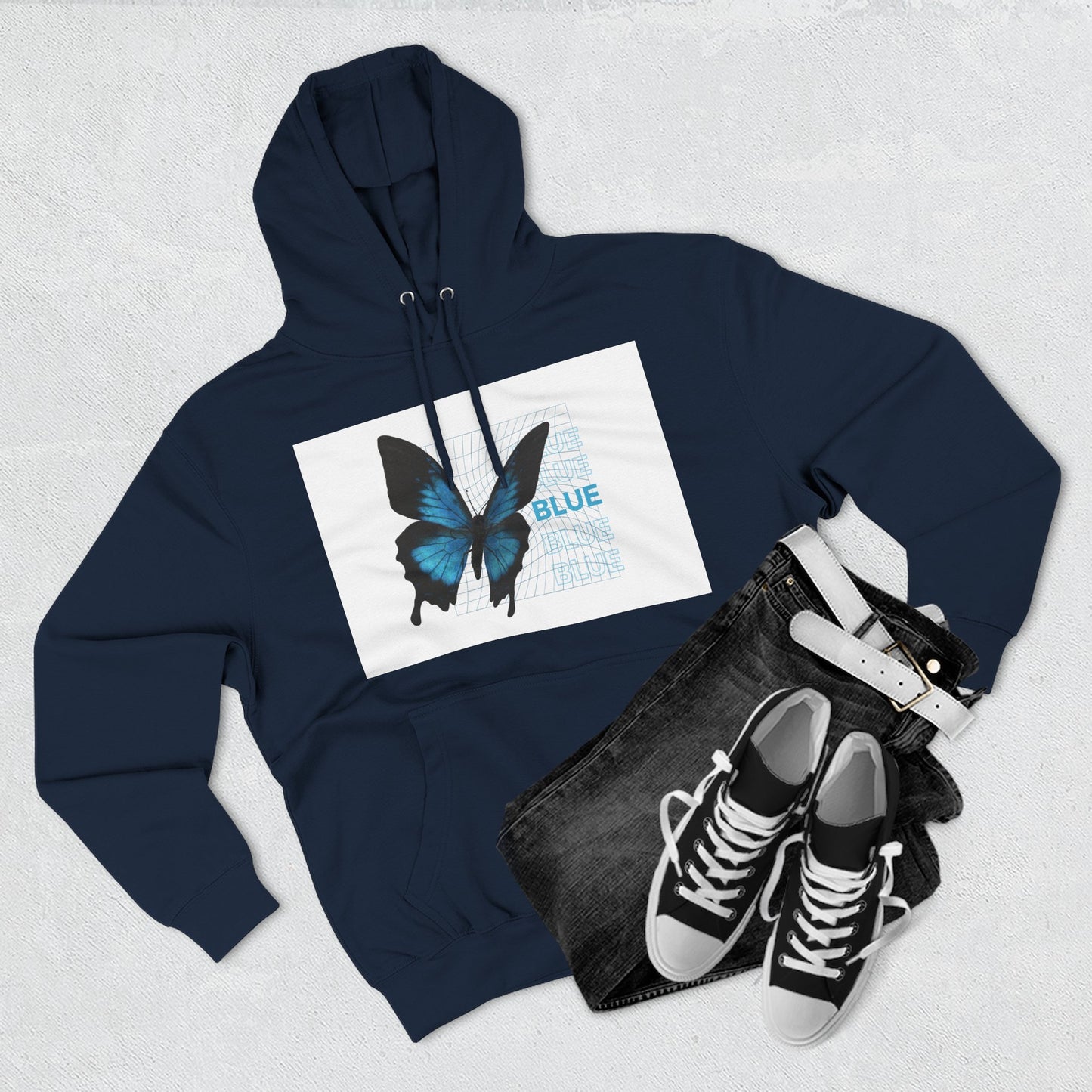 Butterfly Art Hoodie, Soft Fleece Sweatshirt, Gift for Nature Lovers, Stylish Casual Wear, Cozy Trendy Winter Apparel