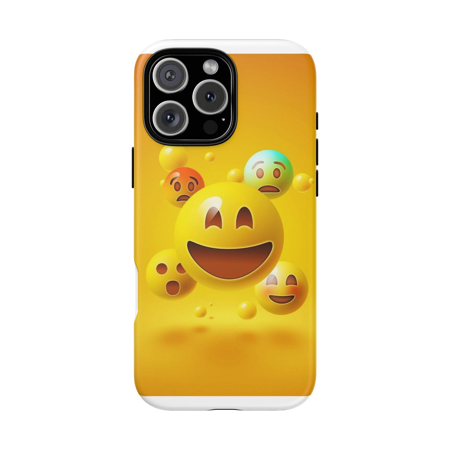 Smiley Face Phone Case, Fun Emoji Phone Cover, Durable Tough Case, Gift for Friends, Bright Yellow Accessory