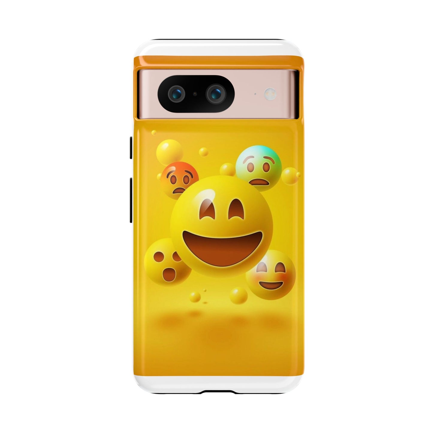 Smiley Face Phone Case, Fun Emoji Phone Cover, Durable Tough Case, Gift for Friends, Bright Yellow Accessory