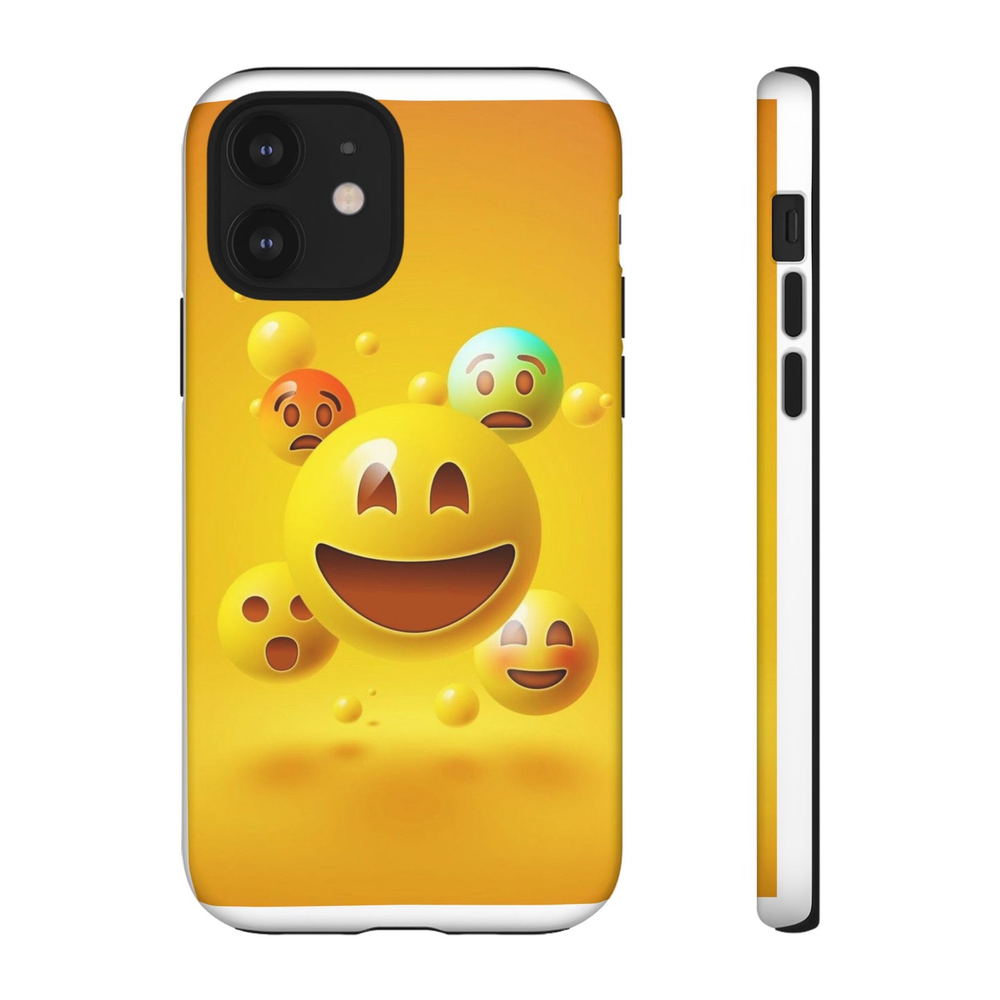 Smiley Face Phone Case, Fun Emoji Phone Cover, Durable Tough Case, Gift for Friends, Bright Yellow Accessory