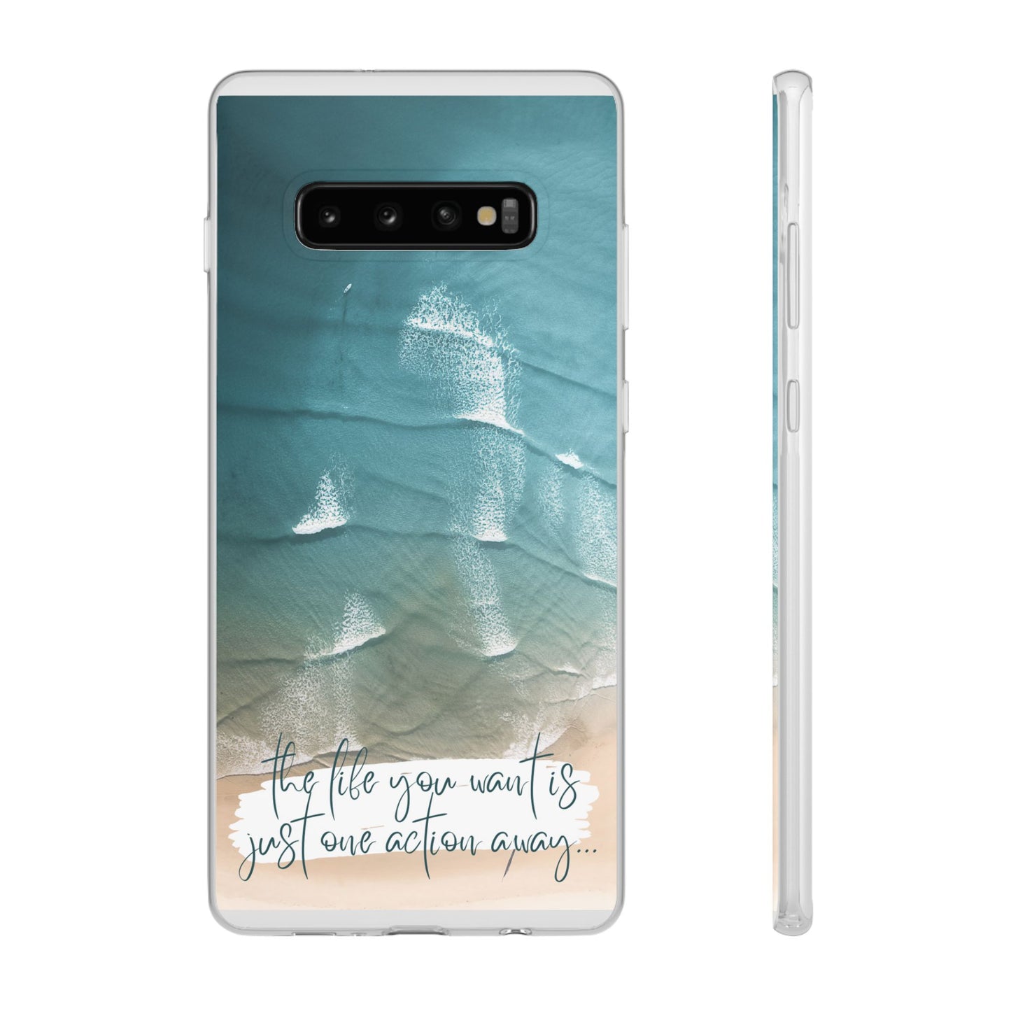 Ocean Waves Inspirational Phone Case, Beach Flexi Case, Life Quote Accessory, Coastal Decor, Gift
