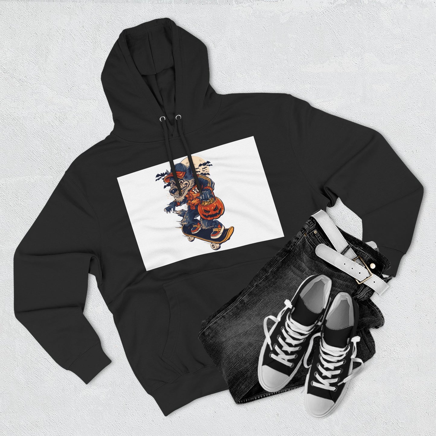 Fleece Hoodie with Halloween Design, Cozy Sweatshirt, Fall Fashion, Gift for Her, Casual Layering
