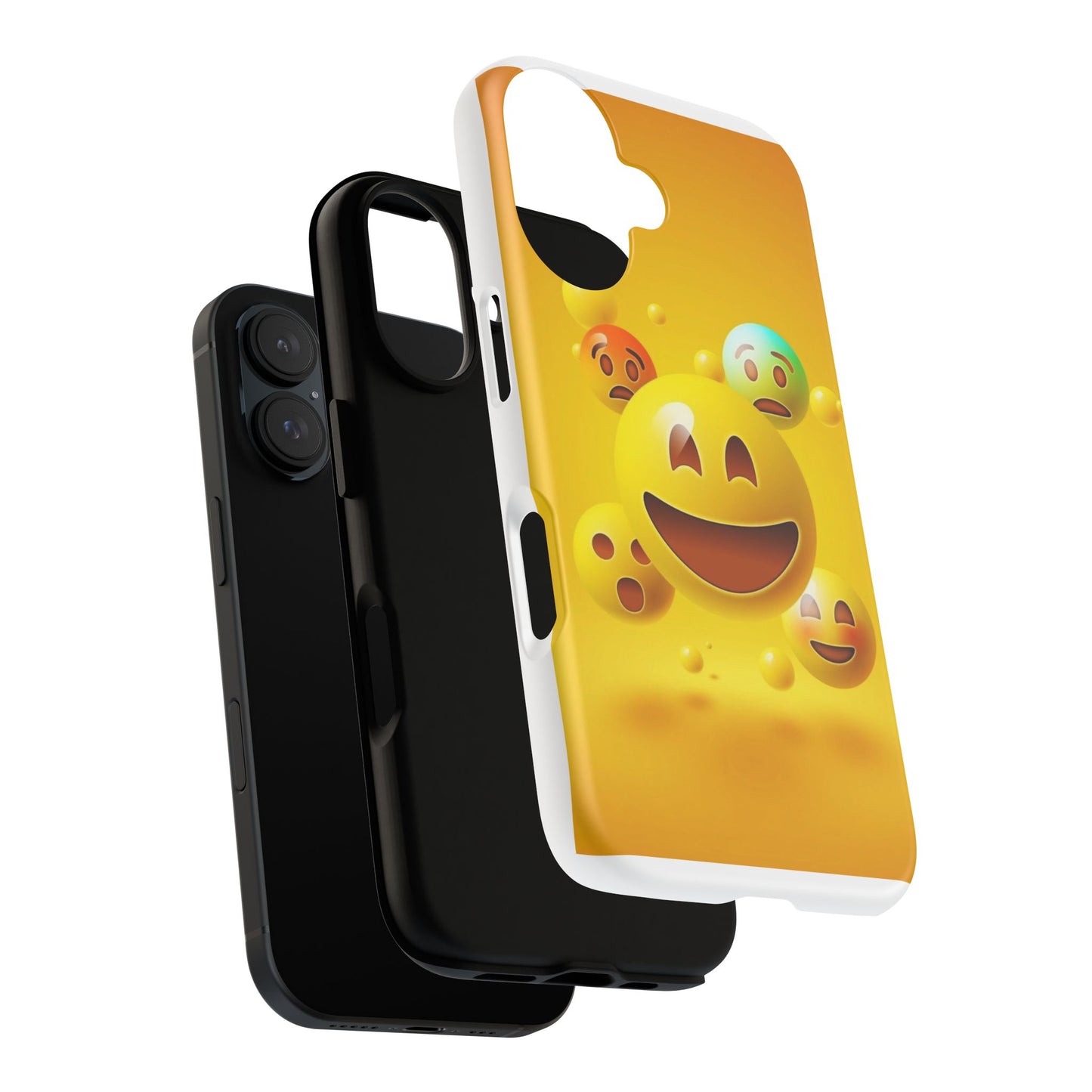 Smiley Face Phone Case, Fun Emoji Phone Cover, Durable Tough Case, Gift for Friends, Bright Yellow Accessory