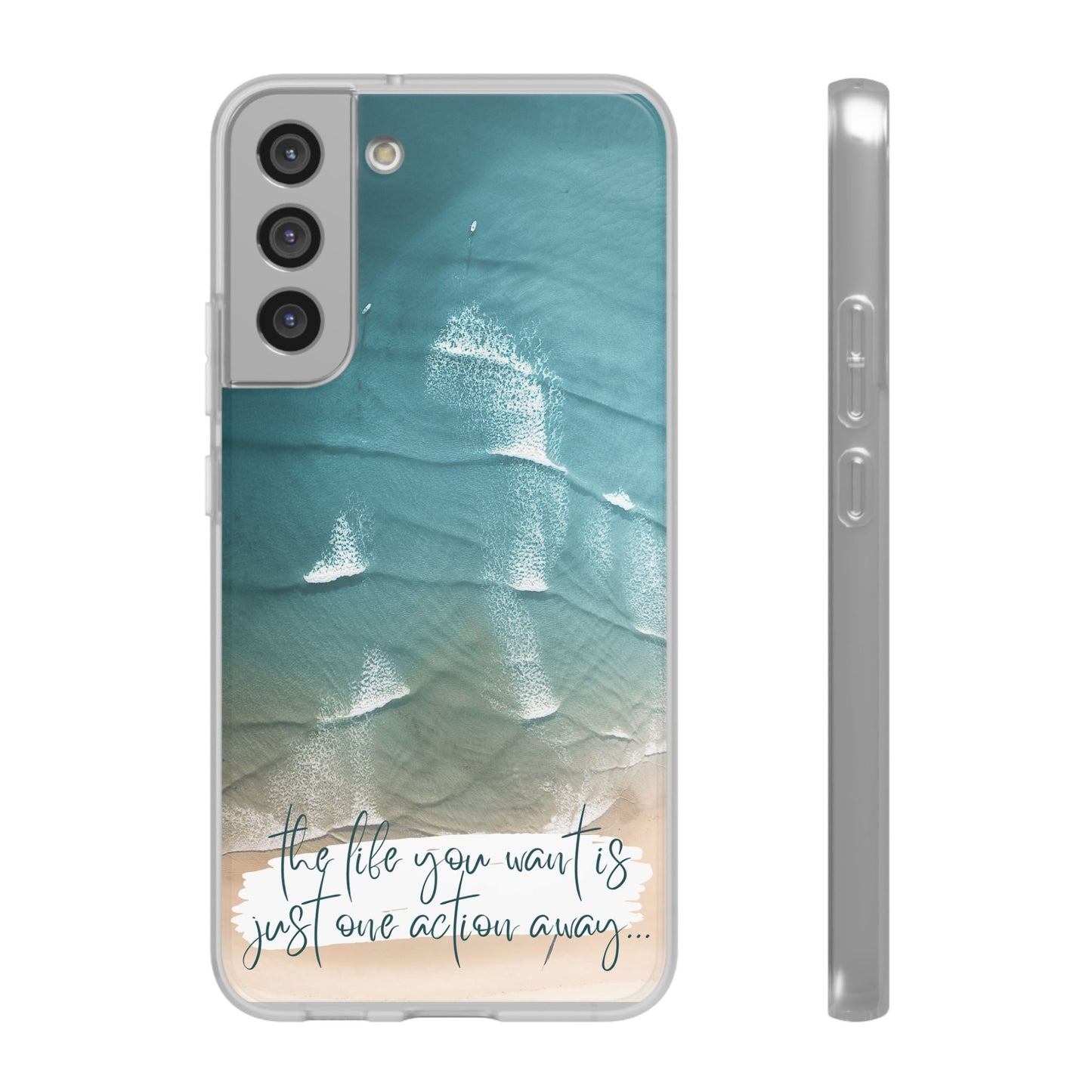 Ocean Waves Inspirational Phone Case, Beach Flexi Case, Life Quote Accessory, Coastal Decor, Gift