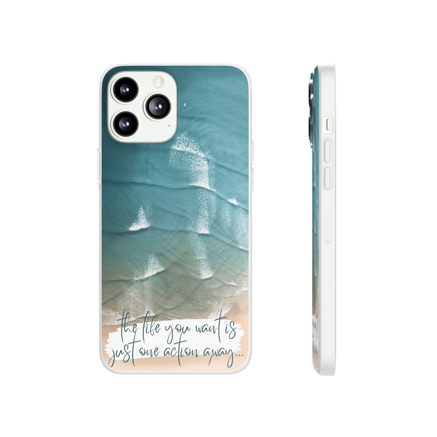 Ocean Waves Inspirational Phone Case, Beach Flexi Case, Life Quote Accessory, Coastal Decor, Gift