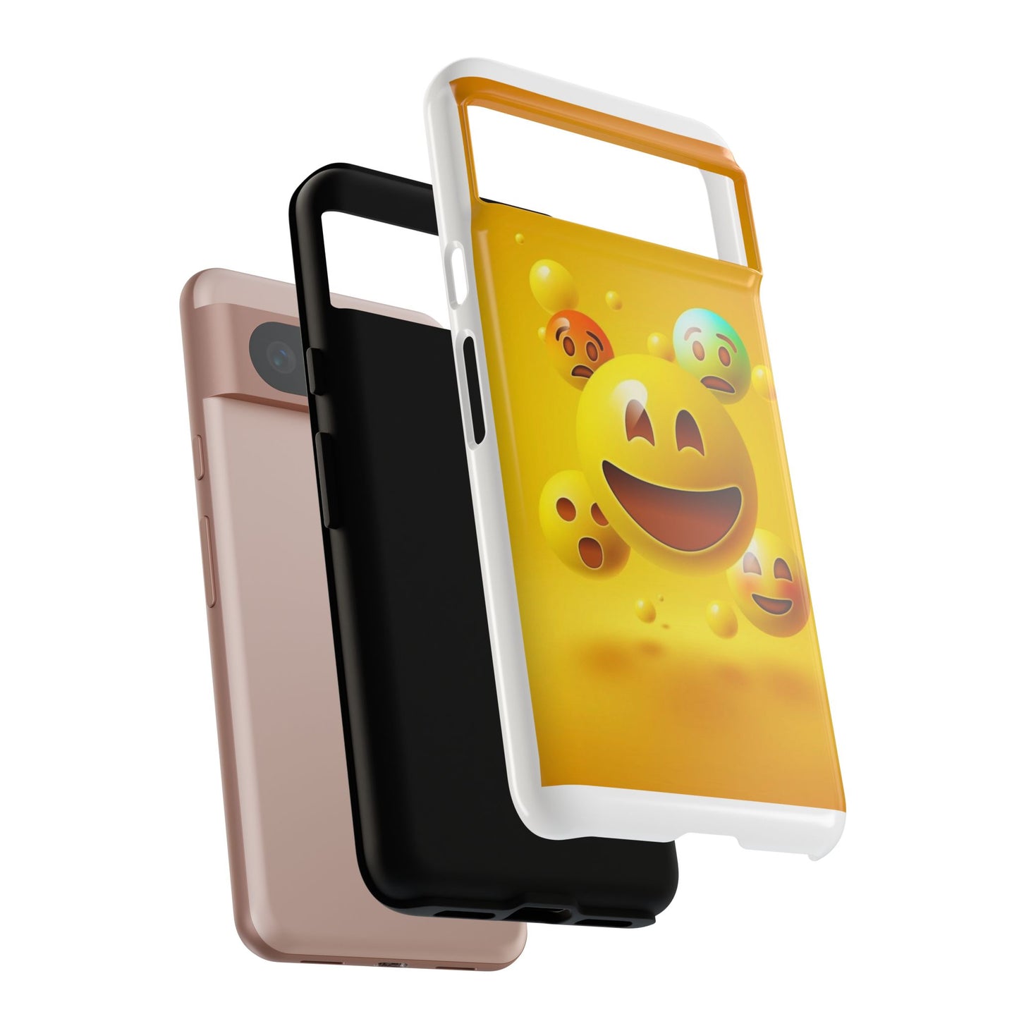 Smiley Face Phone Case, Fun Emoji Phone Cover, Durable Tough Case, Gift for Friends, Bright Yellow Accessory