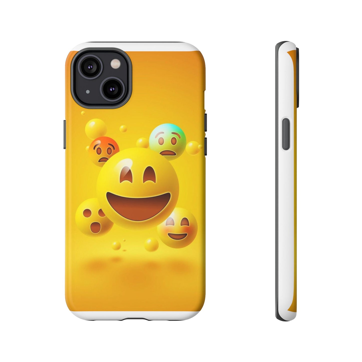 Smiley Face Phone Case, Fun Emoji Phone Cover, Durable Tough Case, Gift for Friends, Bright Yellow Accessory