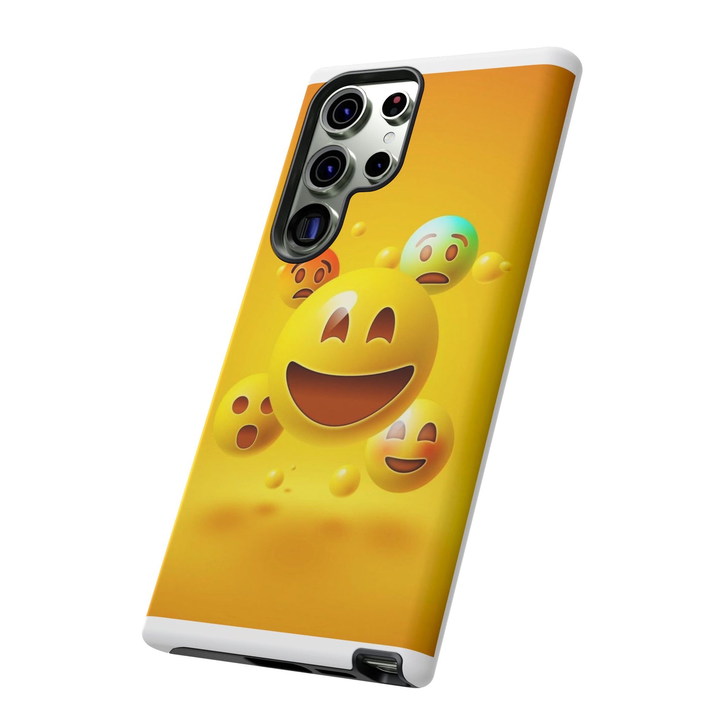 Smiley Face Phone Case, Fun Emoji Phone Cover, Durable Tough Case, Gift for Friends, Bright Yellow Accessory