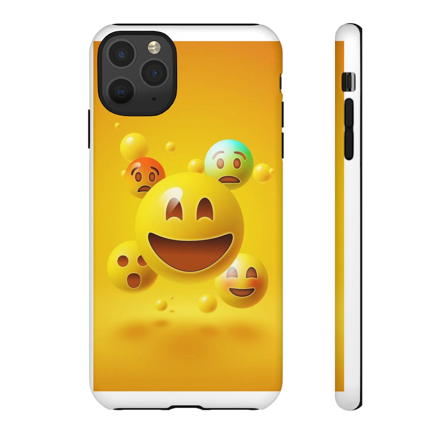 Smiley Face Phone Case, Fun Emoji Phone Cover, Durable Tough Case, Gift for Friends, Bright Yellow Accessory