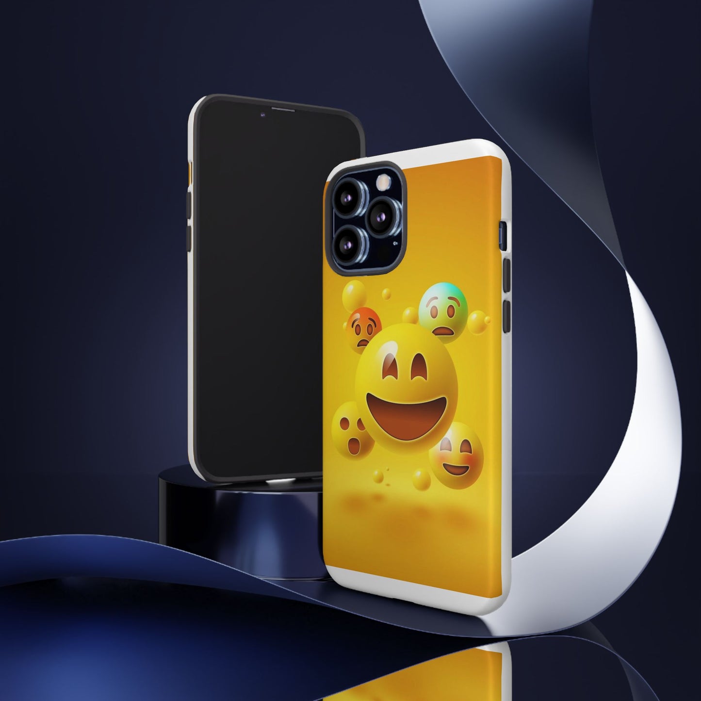 Smiley Face Phone Case, Fun Emoji Phone Cover, Durable Tough Case, Gift for Friends, Bright Yellow Accessory