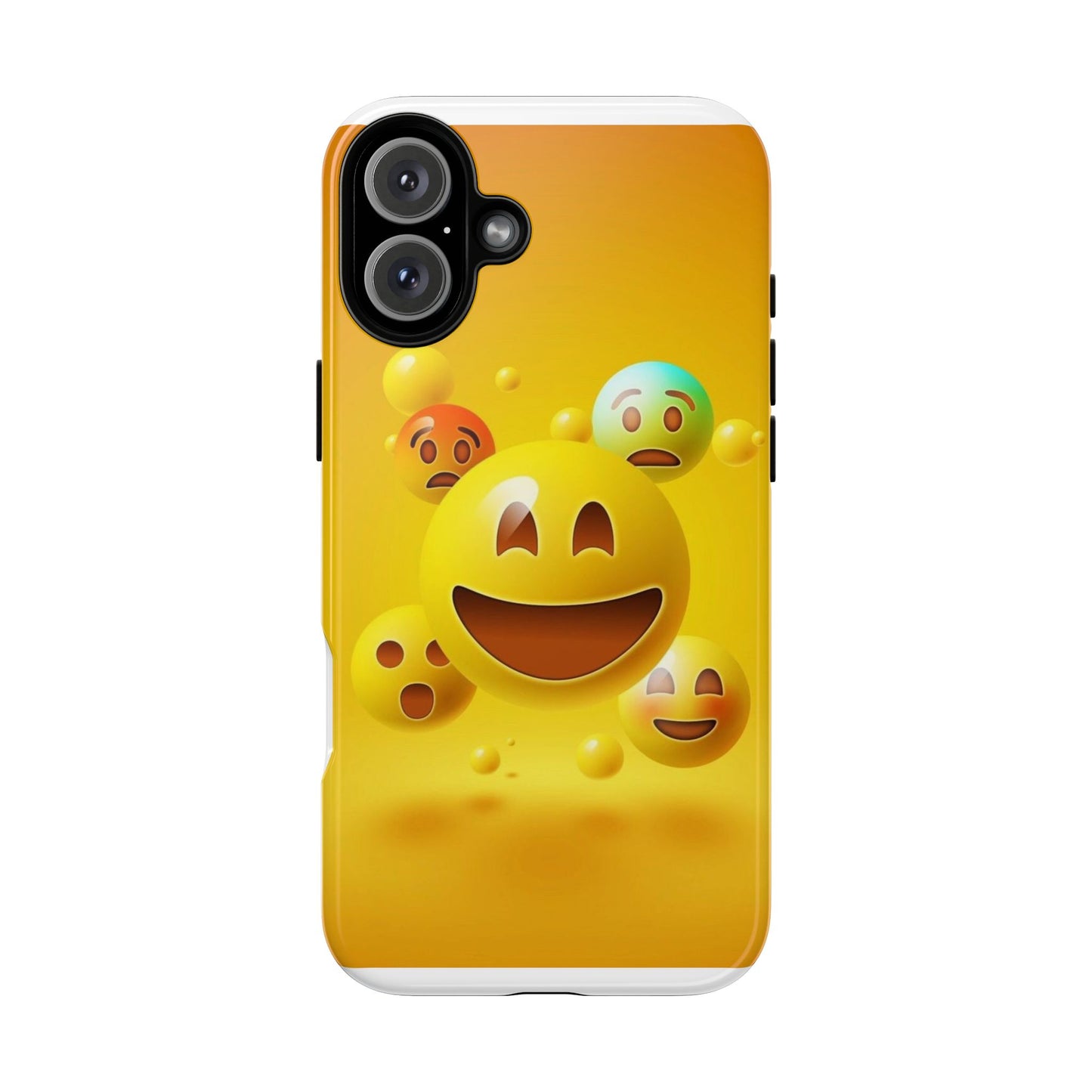 Smiley Face Phone Case, Fun Emoji Phone Cover, Durable Tough Case, Gift for Friends, Bright Yellow Accessory