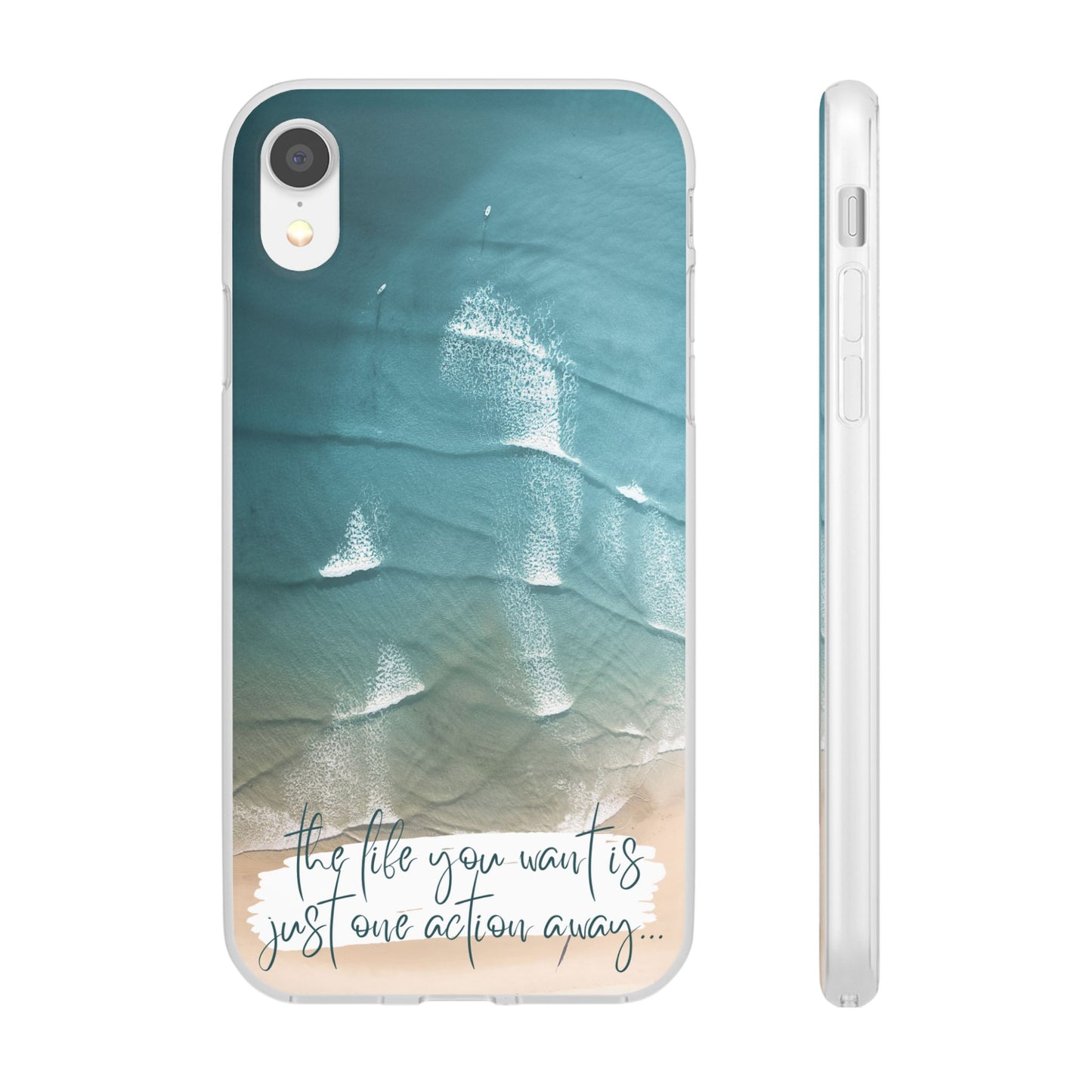 Ocean Waves Inspirational Phone Case, Beach Flexi Case, Life Quote Accessory, Coastal Decor, Gift
