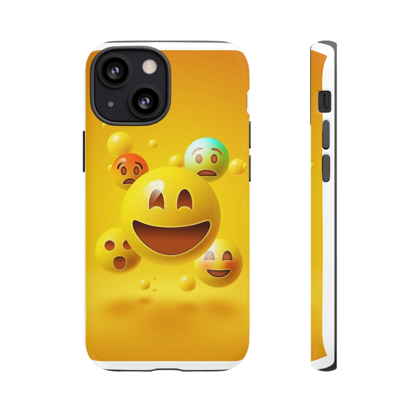 Smiley Face Phone Case, Fun Emoji Phone Cover, Durable Tough Case, Gift for Friends, Bright Yellow Accessory