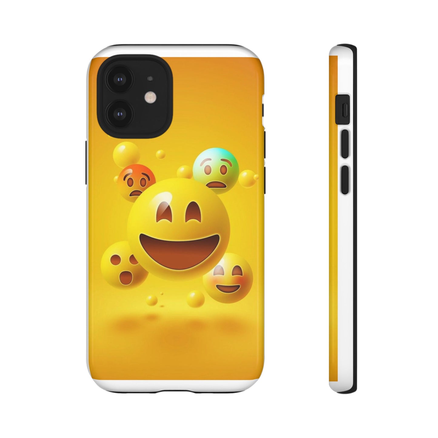 Smiley Face Phone Case, Fun Emoji Phone Cover, Durable Tough Case, Gift for Friends, Bright Yellow Accessory